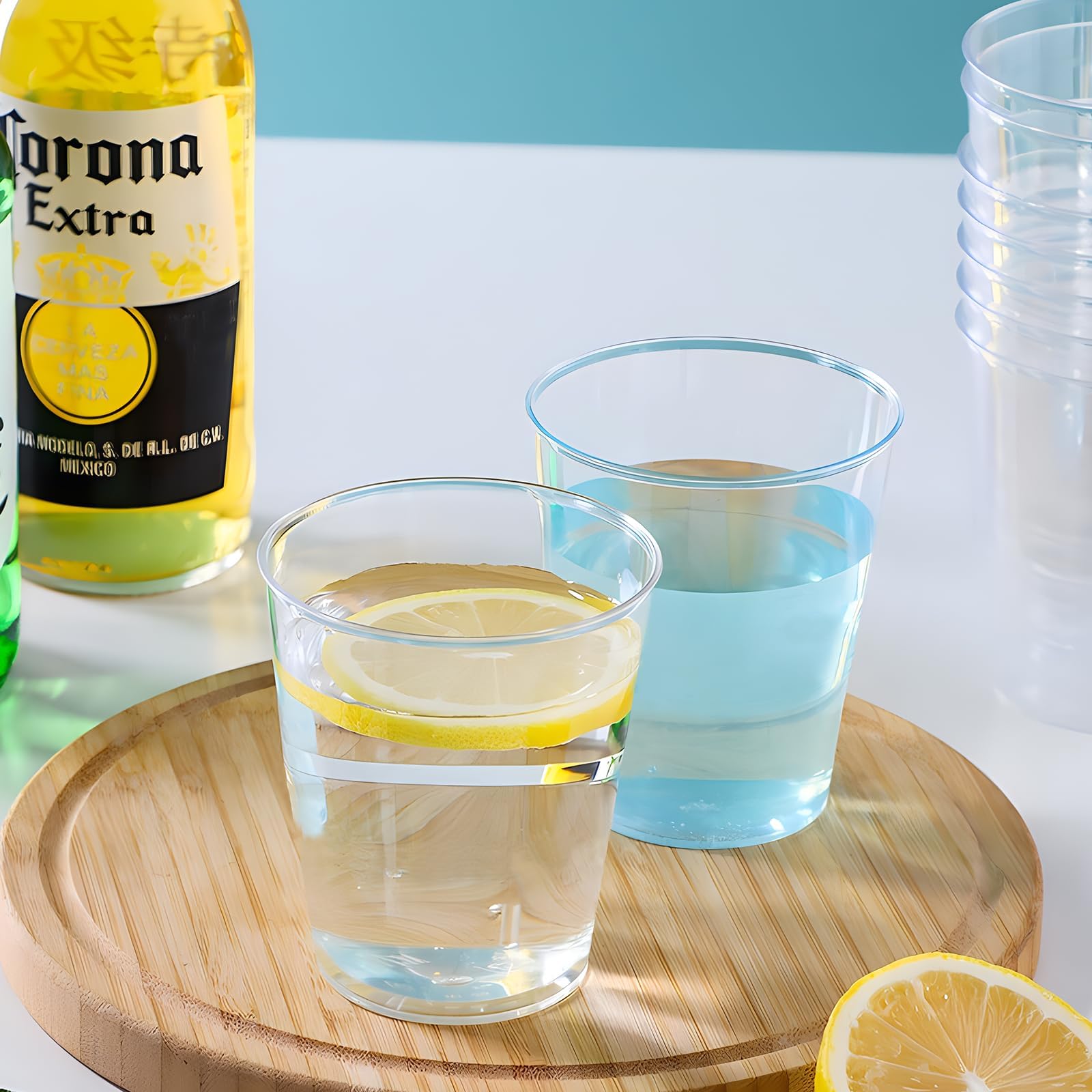 Gucass 100 Bicchieri Plastica Rigida Trasparenti, 240ml Bicchieri da Cocktail per Acqua Bevande Granite, Ideali per Feste Compleanni Matrimoni Natale