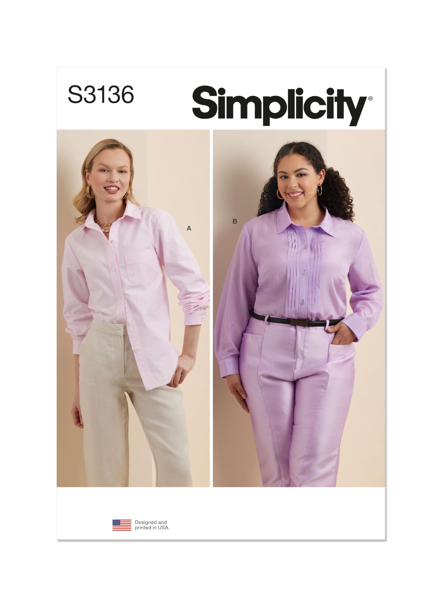 Simplicity Sewing Pattern SS3136W2 Misses' and Women's Button Up Shirt W2 (20W-22W-24W-26W-28W)