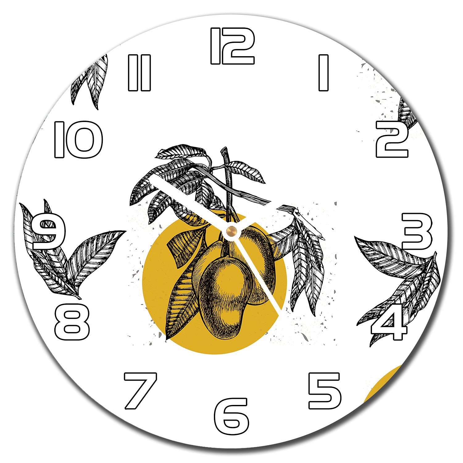 Horloge en verre moderne 30cm Fruits Mangoleaves pour décorer votre salon et cuisine