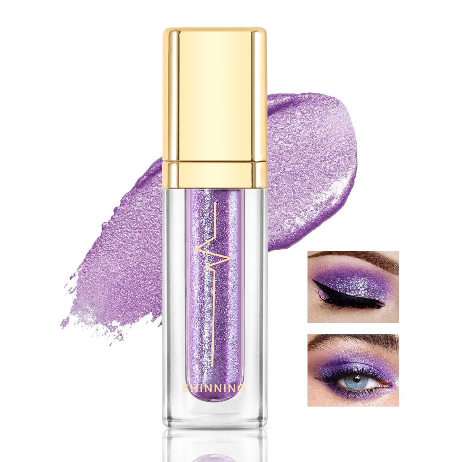 Boobeen Líquido Glitter Sombra de Ojos, Metallic Shimmer Sombra de Ojos Pigmento de secado rápido Sombra de Ojos Maquillaje, Sombra de Ojos Shimmer Glitter Highlighte