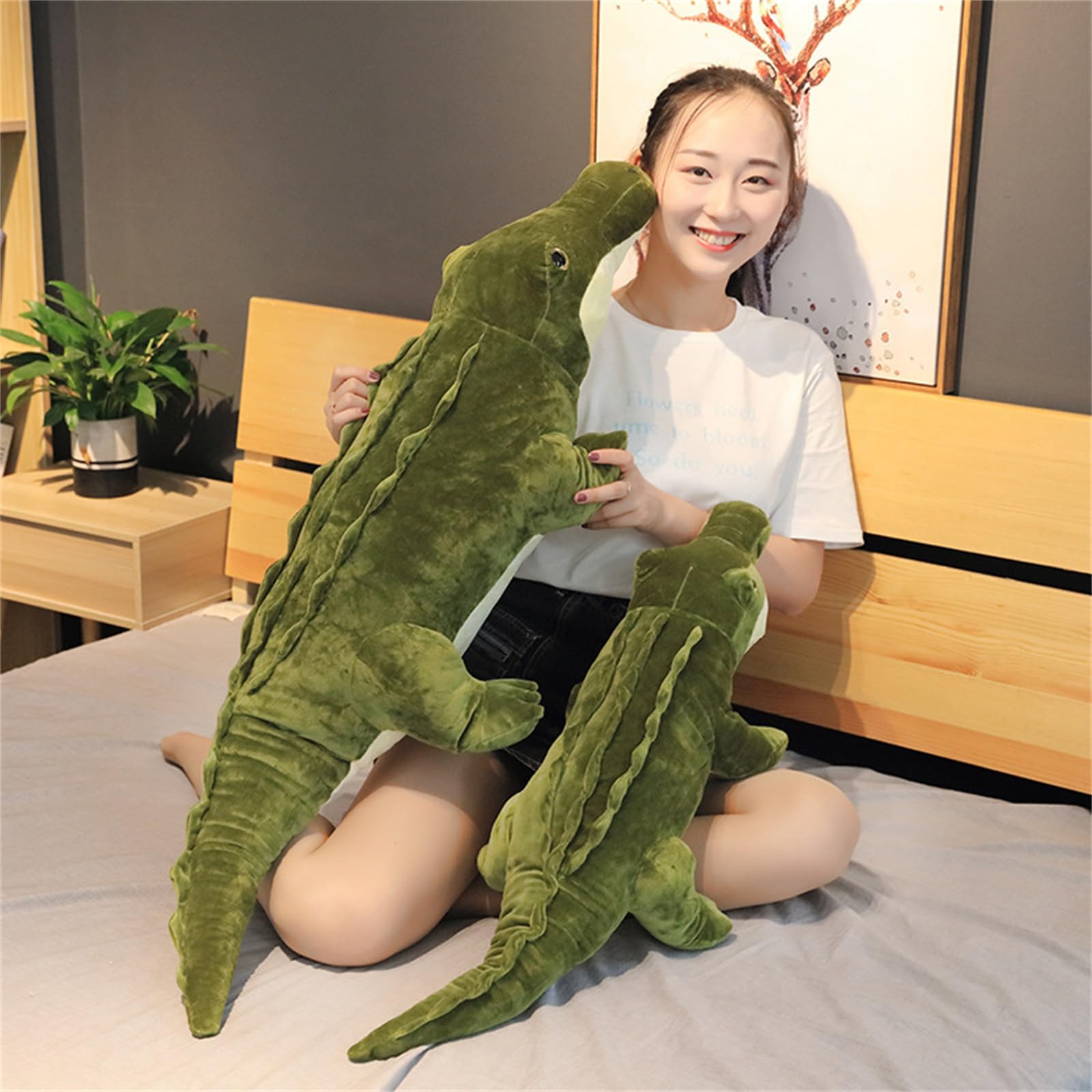Champracer Plush Toy Crocodile, Cuddly Toy Alligator, Soft and Fluffy Plush Toys, Crocodile Plush Cushion, Gift for Children, Boys, Girls (90 cm, Green) - Image 4