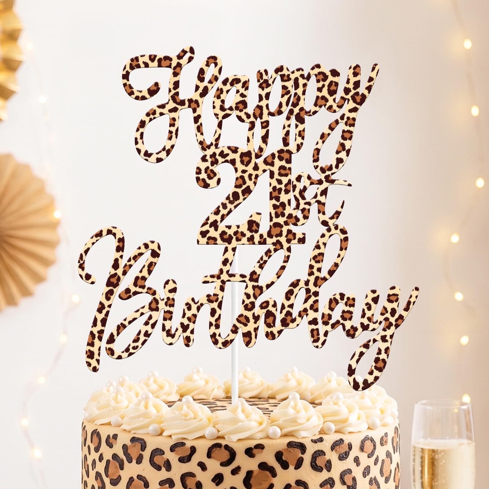 21st Leopard Print Birthday Cake Topper, Animal Birthday Decorations for Men and Women, Ideal for Wildlife & Cheetah Themed Parties
