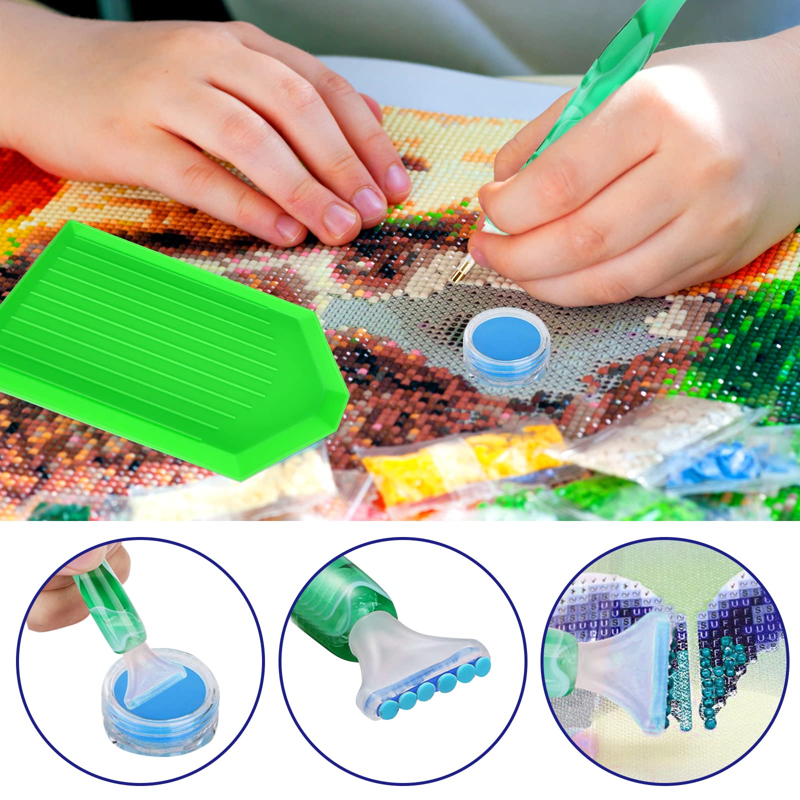 Gem Art Stifte Set Für Diamantmalerei & Nagelkunst – 3 Stifte Mit Edelsteintablett & Klebemasse