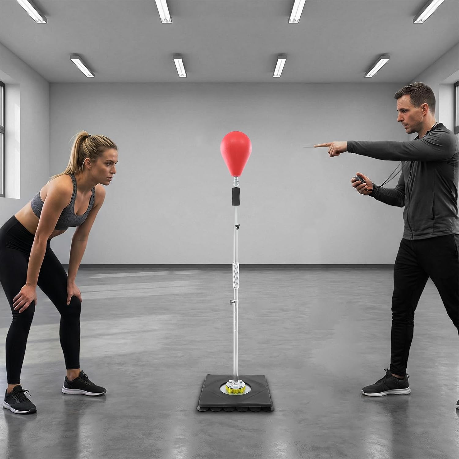 Punching Bag with Stand, Height Adjustable 54-63In Speed Bag Boxing Reflex Bag with PU Speed Ball and Gloves 32 Suction Cups Base Boxing Equipment for Home Gym Stress Relief Training