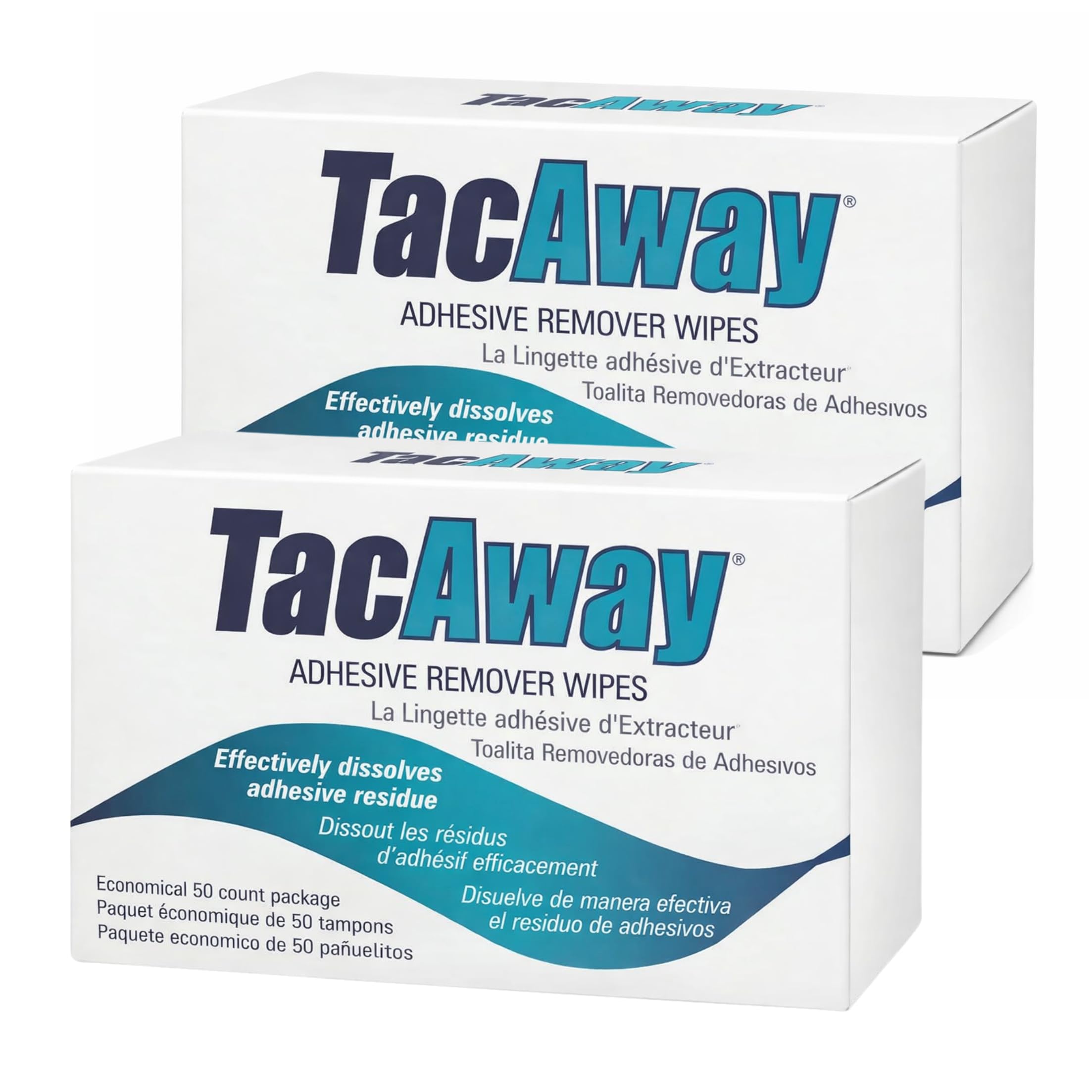 Tacaway Adhesive Remover Wipes - 50 per Box - 2 Pack