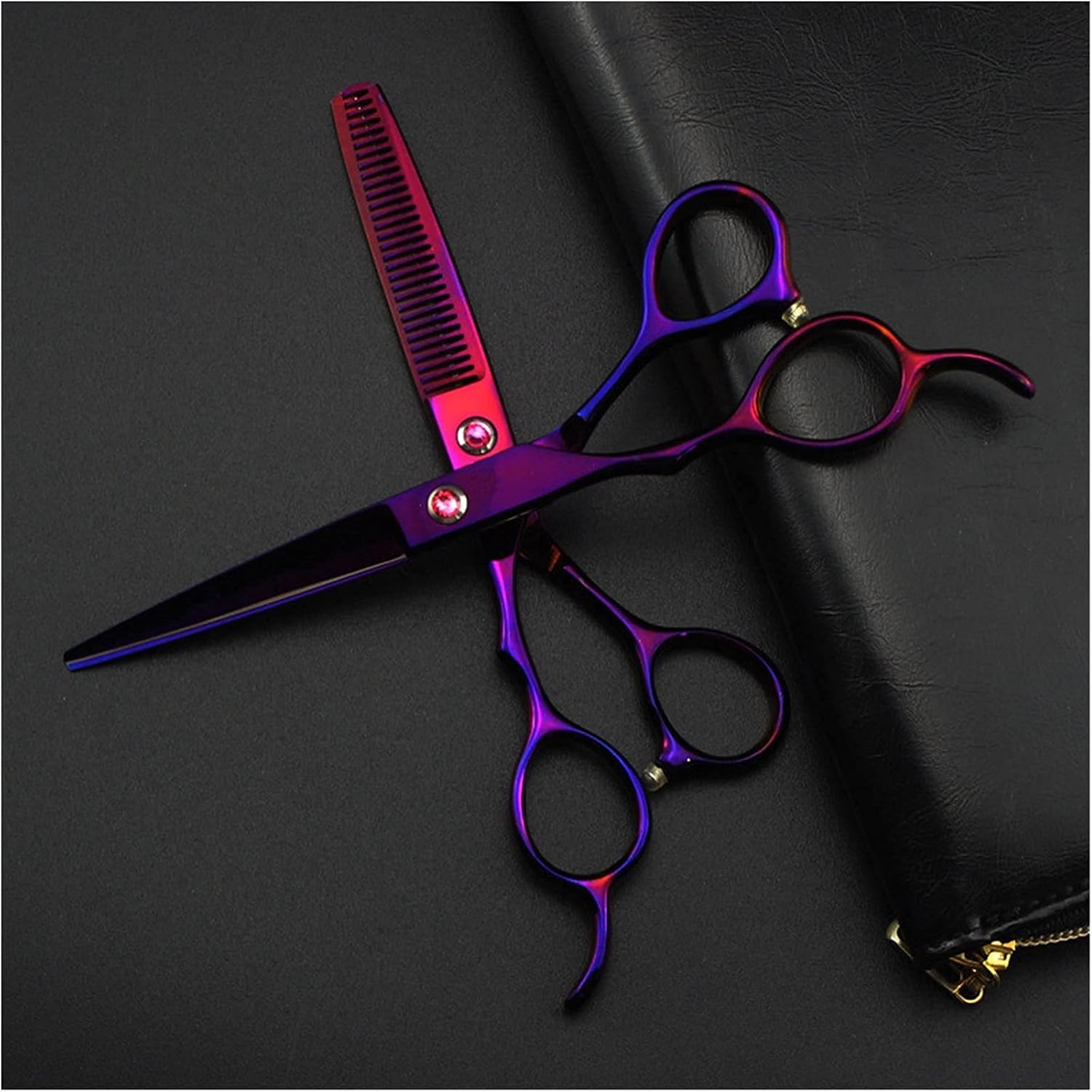 Hair Cutting Shears 5-Color Professional Left-Handed Barber Scissors, 6-inch Set, for Sparse, Hairdresser's for Men Women/Salon/Home/Stylist(Purple Set)