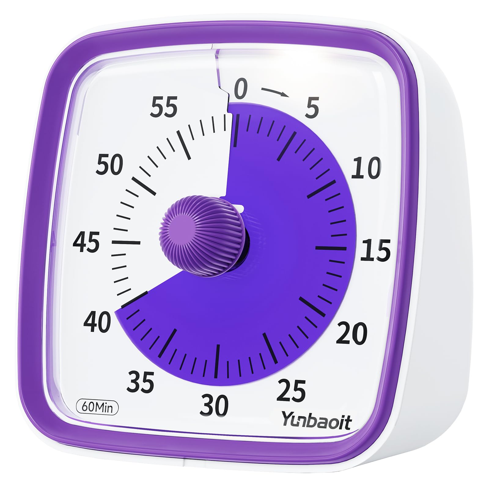 Yunbaoit Visual Timer with Night Light, 60-Minute Countdown Timer for Kids and Adults, Silent Classroom Timer, Time Management Tool for Home, School, or Work (Purple)