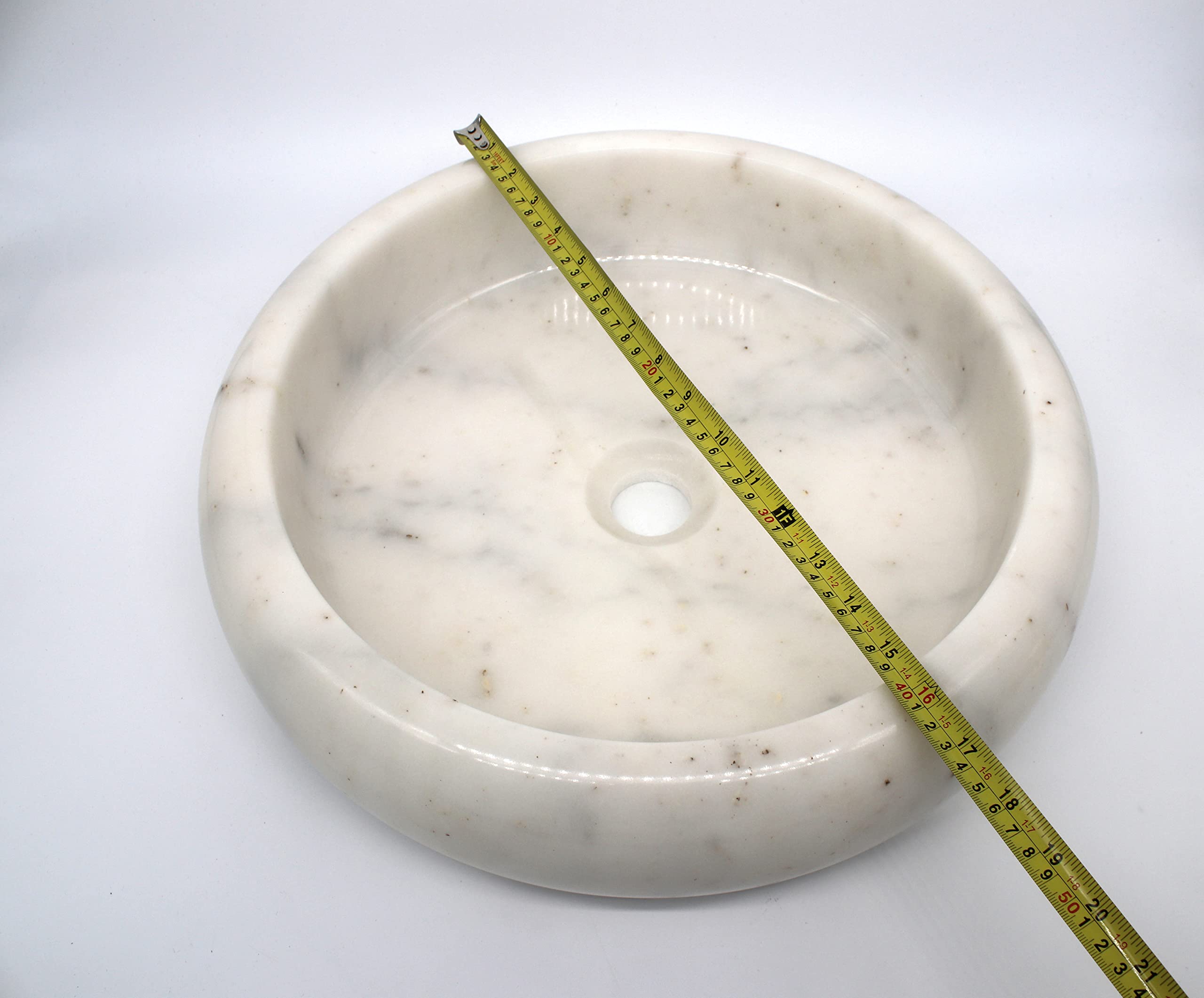 Lavabo da bagno in marmo bianco, ciotola, lavabo rotondo fatto a mano, vaso per guardaroba bagni marmo bianco, lavabo ovale fatto a mano, lavello rotondo a ciotola, lavabo in marmo - bianco
