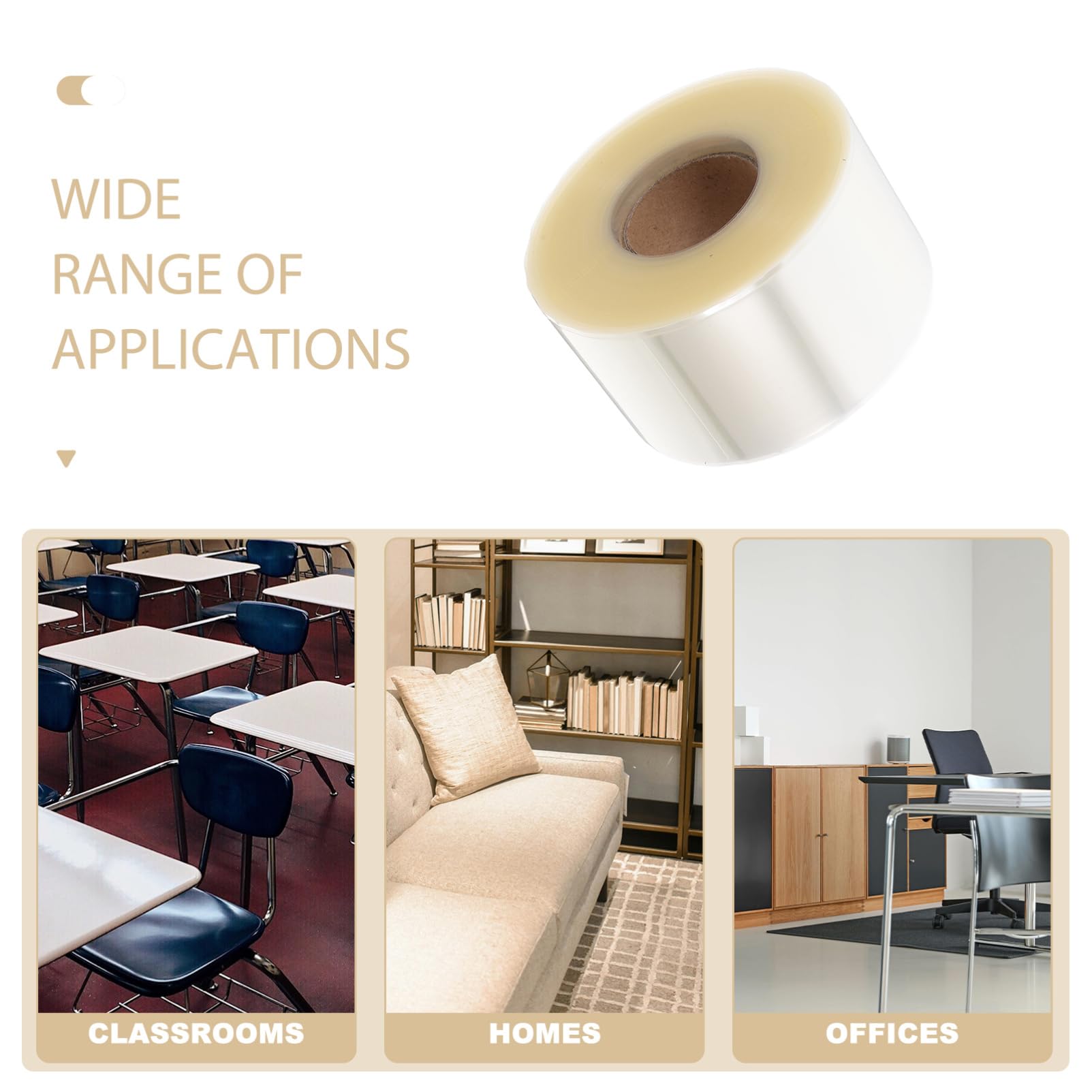 Etichette Adesive Rettangolari in Pvc 1 Rotolo da 500 Pezzi | Trasparente, Design, per Etichette e Codici a Barre di Libri, Uso in Scuole e Aule