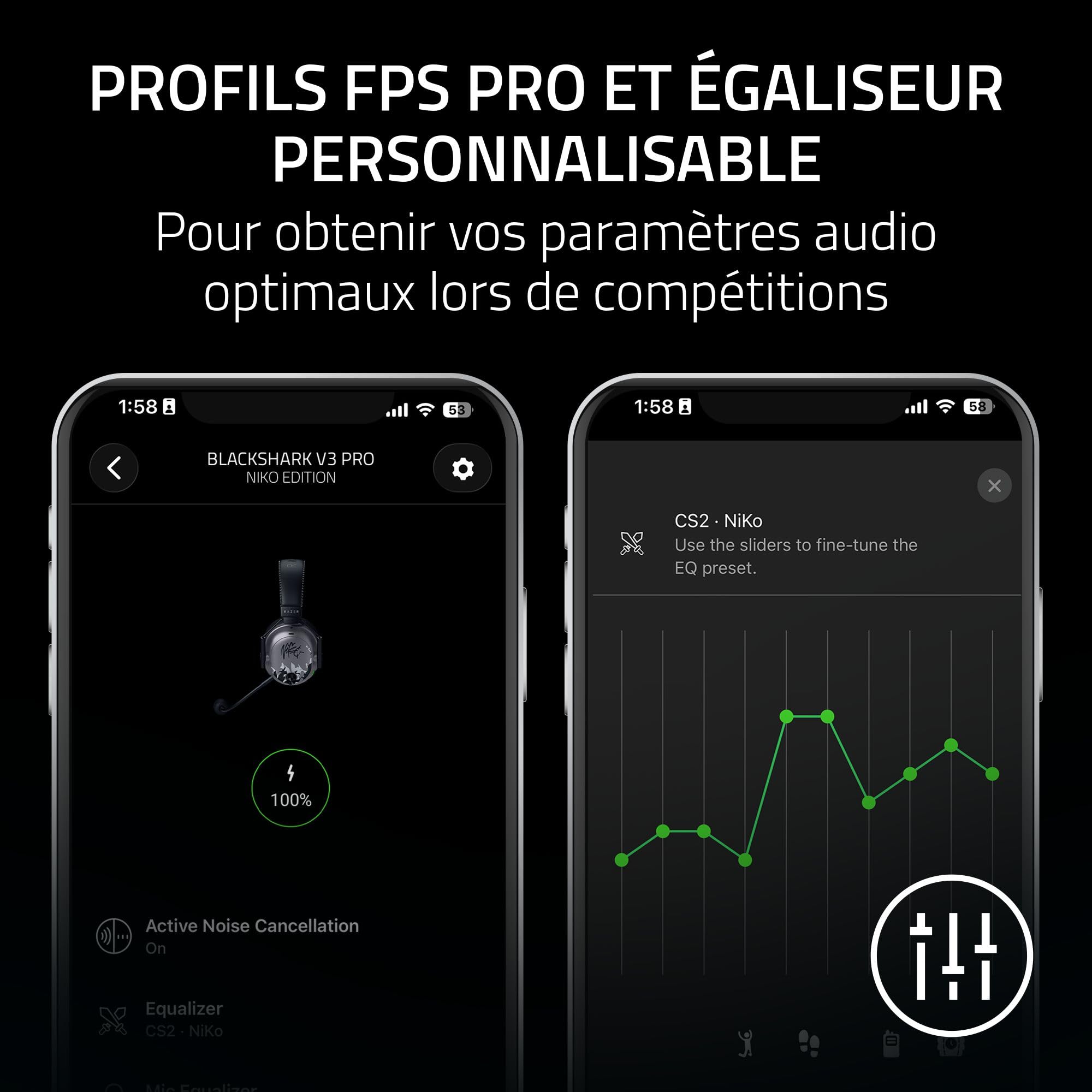 Razer BlackShark V3 Pro NIKO Edition - Casque ANC sans Fil pour l’Esport - Annulation Active - Haut-parleurs 50mm - Micro HyperClear Amovible - Wireless 2,4 GHz & Bluetooth - FPS - PC/Mac | NIKO