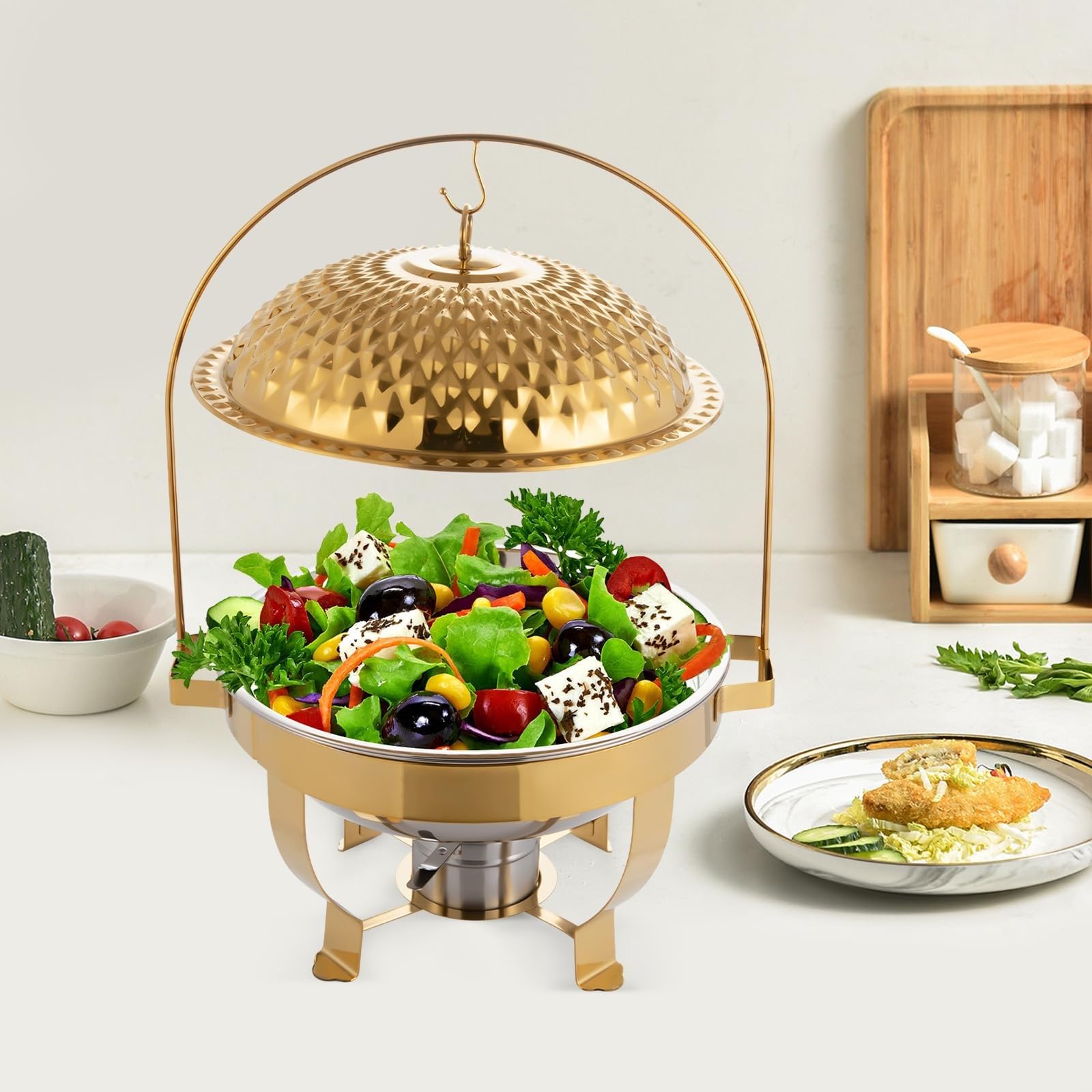 Scaldavivande Da 6 Litri In Acciaio Inox, Per Buffet E Catering, Con Coperchio E Manici, Per Mantenere Caldi I Cibi