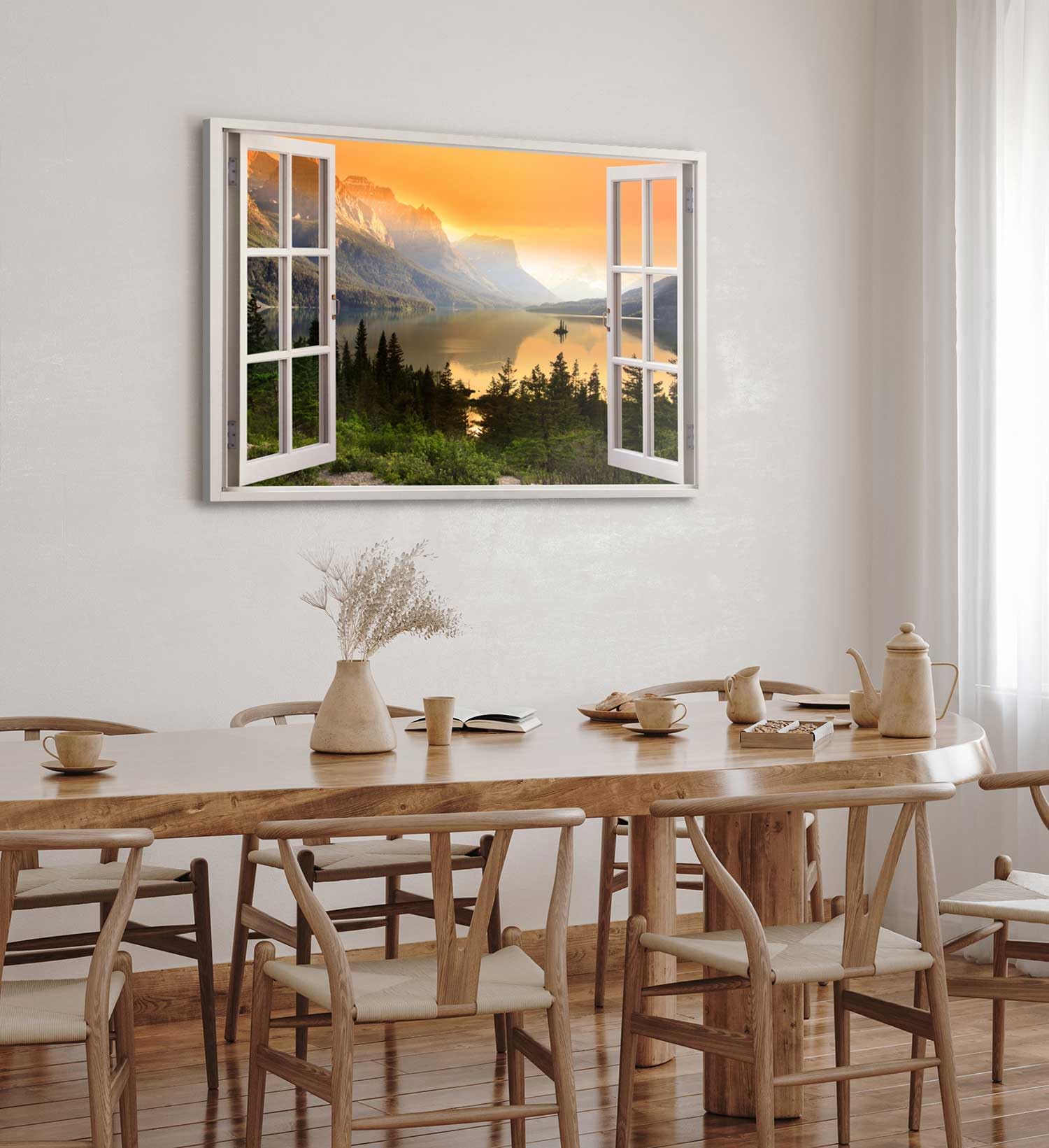 Paul Sinus Wandbild 120x80cm Fensterbild See Landschaft Berge Bergsee Natur Abendrot