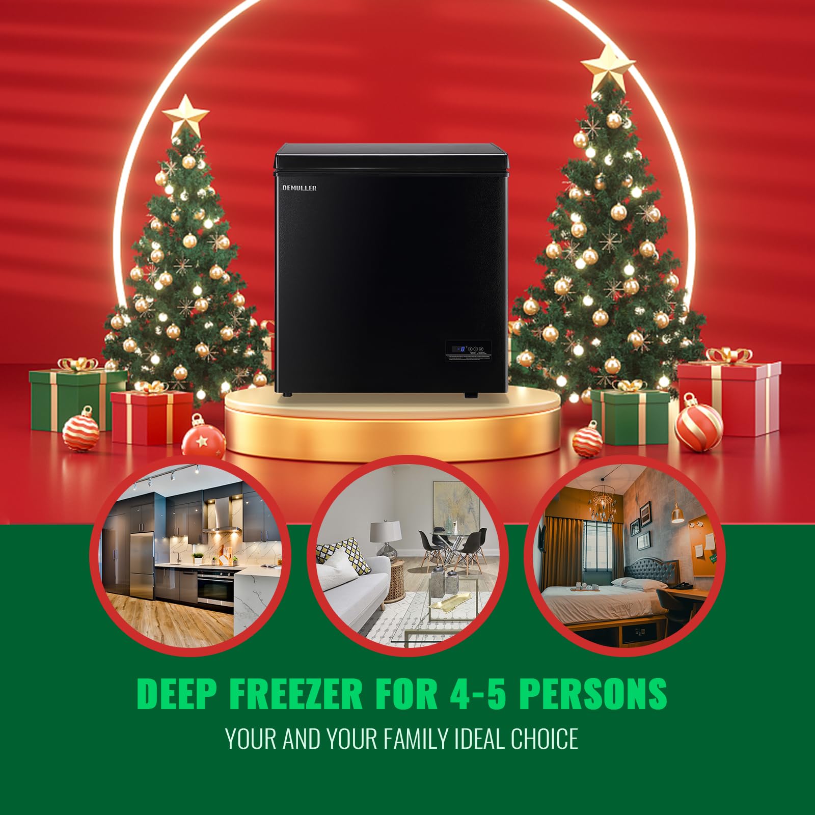 Chest Freezer 5.0Cubic Feet Deep Freezer Freestanding Freezers with 2 Removable Stainless Steel Basket, Mini Freezer Top Open Door Compact Freezer with Electronic Control 41℉ to -15℉BLACK