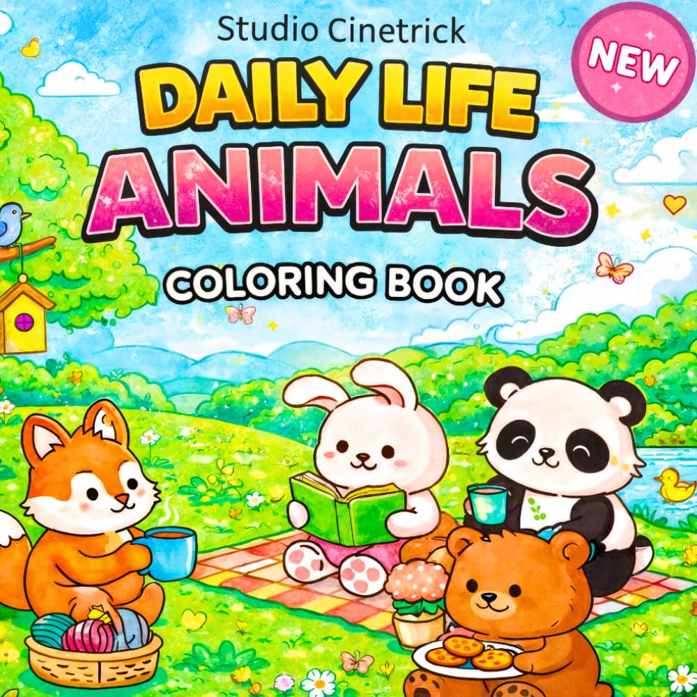 Daily life Animals Coloring book: 40 Cute Animal Coloring Pages – Easy and Relaxing Everyday Animal Scenes for All Ages