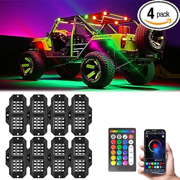 LED Rock Lights for Trucks, 8 Pods RGB Rock Lights Kits, Waterproof Multicolor Exterior Underglow For Trucks Off Road SUV ATV UTV Motorcycle Pickup, App/Remote Control/Music Mode