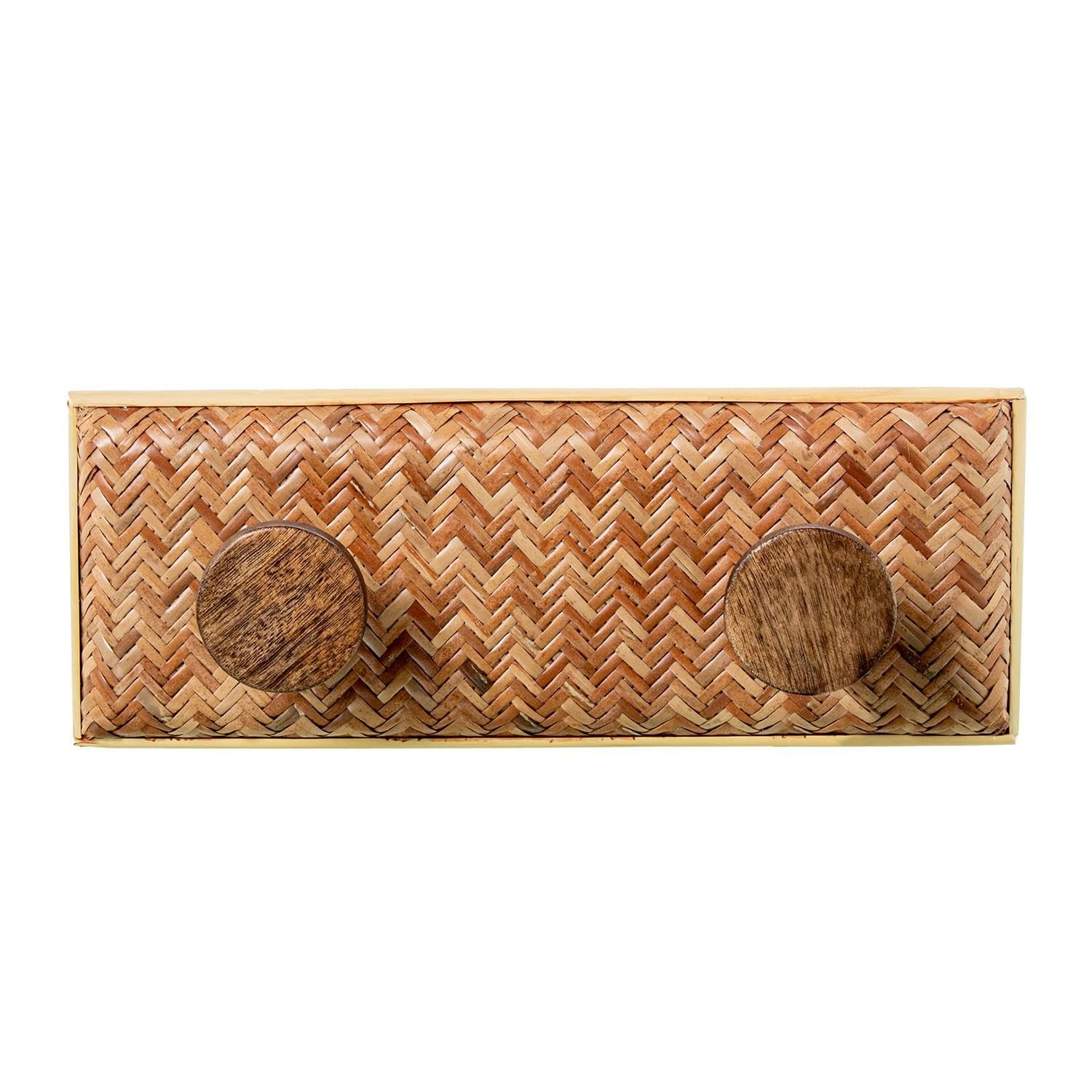 Porte-manteau mural en bois MDF et osier tressé aux finitions soignées