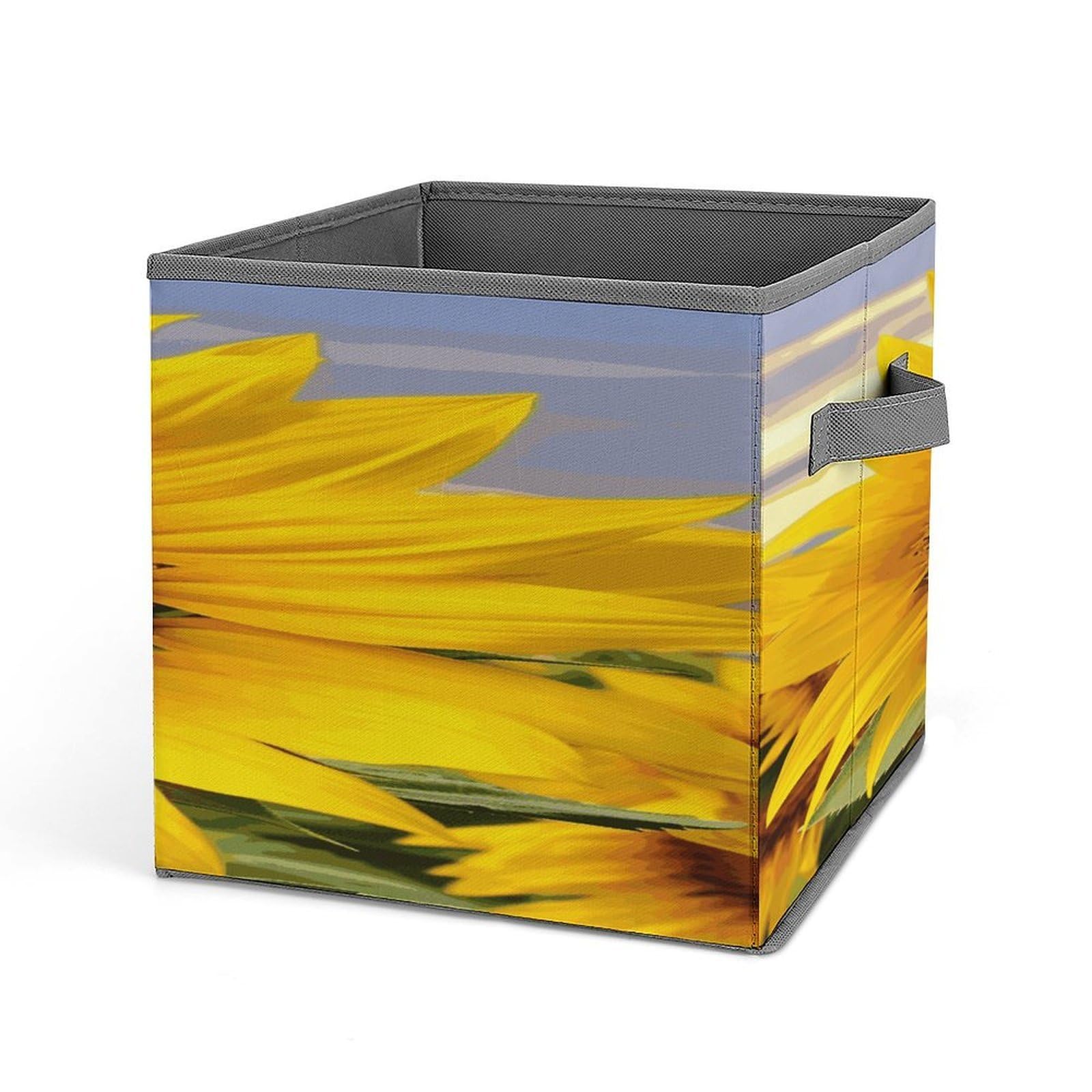 Fekiloot Style Golden Yellow Sunflower Storage Bins Storage Baskets