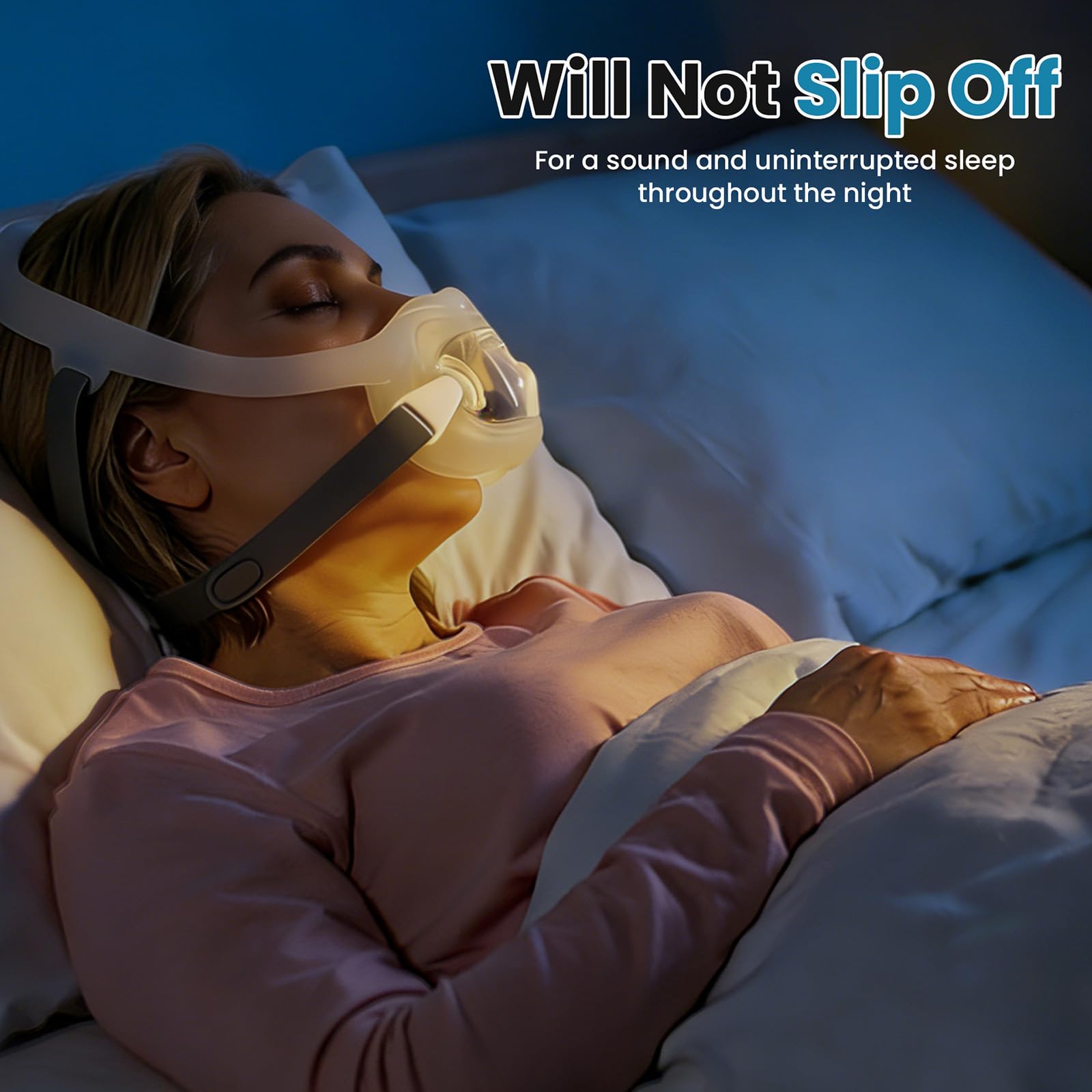 Maschera a pieno facciale ricambio Copricapo per maschera nasale con cuscino adatto per ventilatore, cinghia regolabile, design a clip per la manutenzione quotidiana, assistenza domiciliare con