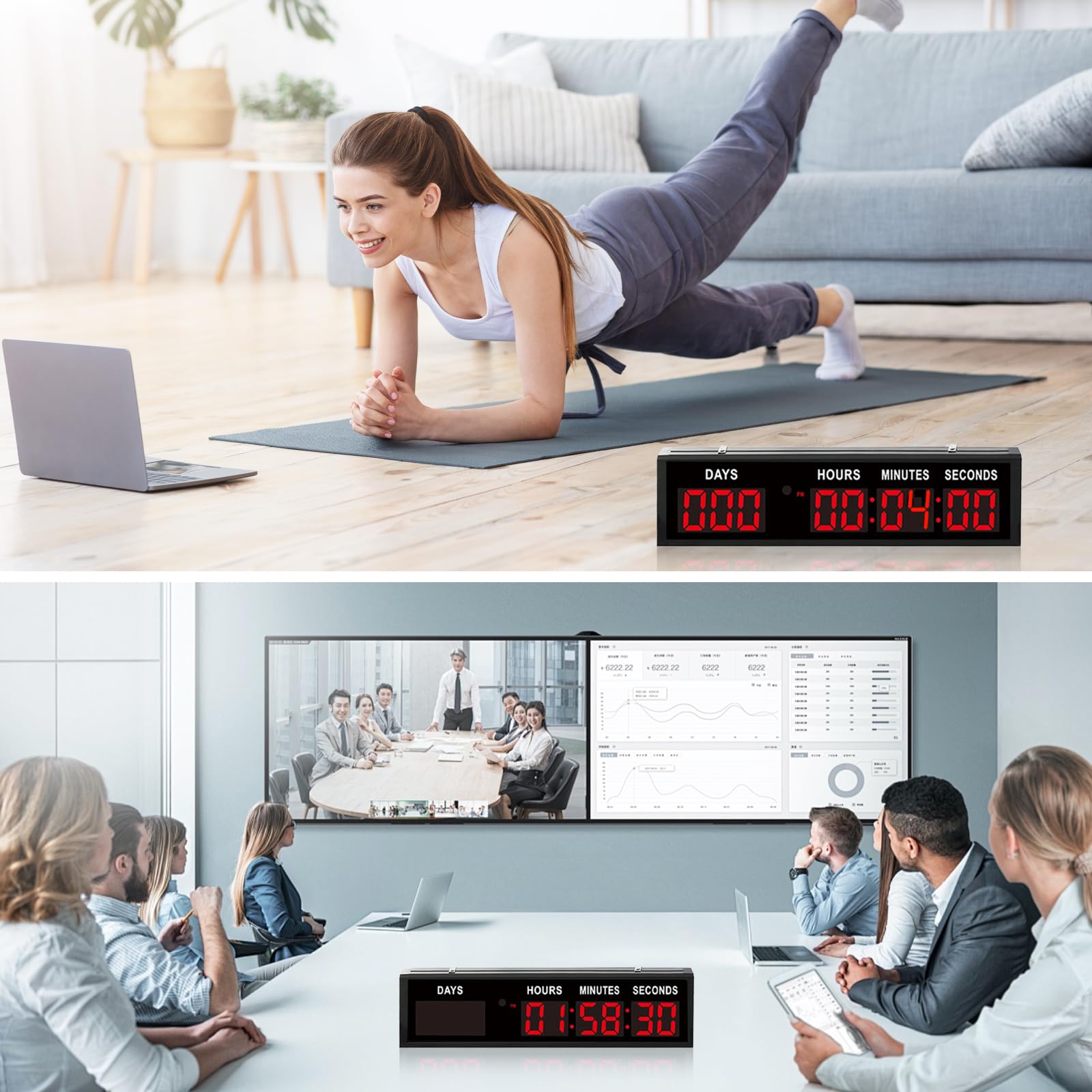 Countdown Timer, Grande Conto Alla Rovescia di 999 Giorni con Telecomando Timer per la Pensione Calendario Multifunzionale per Conto Alla Rovescia per Pensione Compleanni Festività Matrimoni (Rosso)