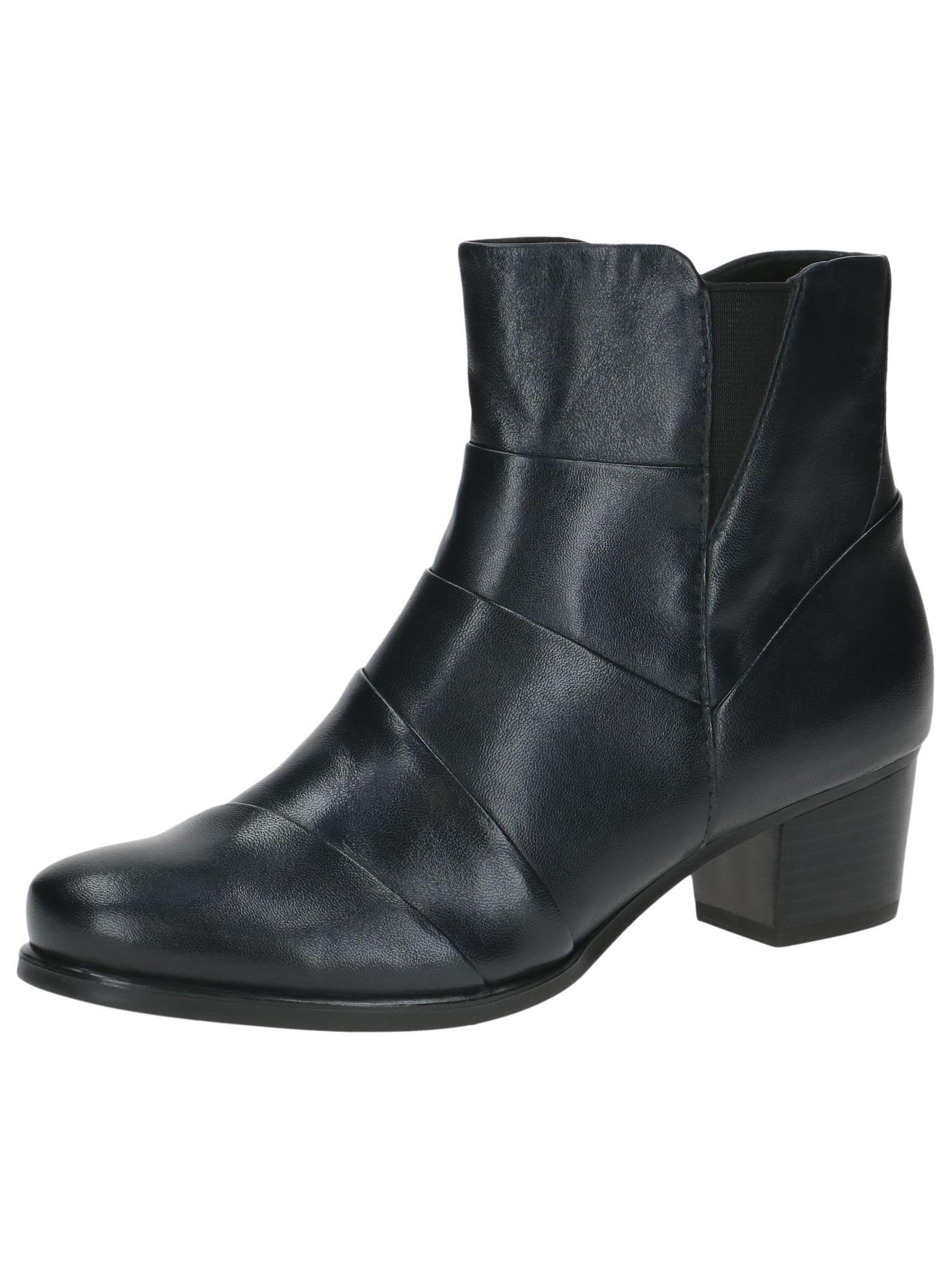 CAPRICE Women's heeled leather ankle boots with zipper, Blue (Ocean Nappa), 3.5 UK