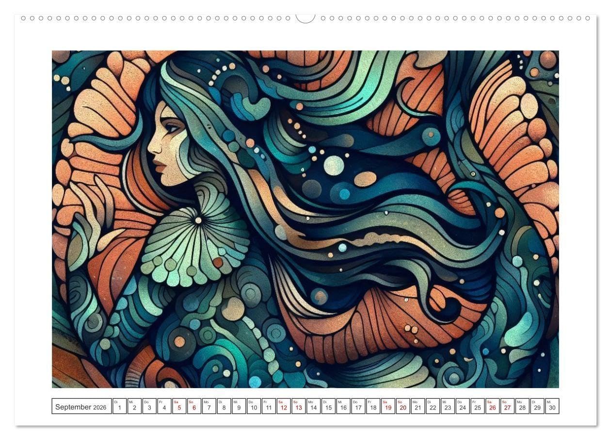 Tierkreisflüstern – Ein Jahr in kosmischen Farben (hochwertiger Premium Wandkalender 2026 DIN A2 quer), Kunstdruck in Hochglanz: Surrealer Sternzeichen-Kalender (CALVENDO Wissenschaft)