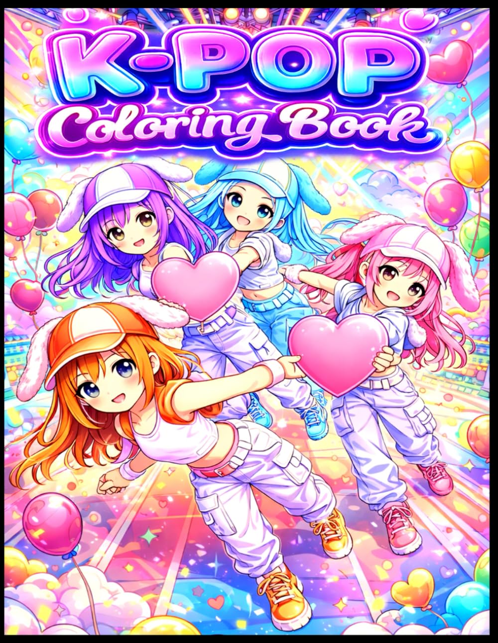 K-Pop Coloring Book –Inspired KPop Costumes, Stage Singing Dancing Scenes, Cute Manga, Chibi and Kawaii Idols Fashion, Jumbo 50 Pages, Perfect Gift for K-Pop Fans