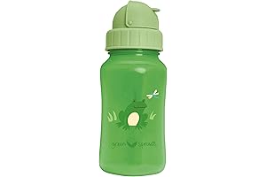 Green Sprout Flip & Sip Straw Bottle with 2 Straws and Splash Guard for Kids