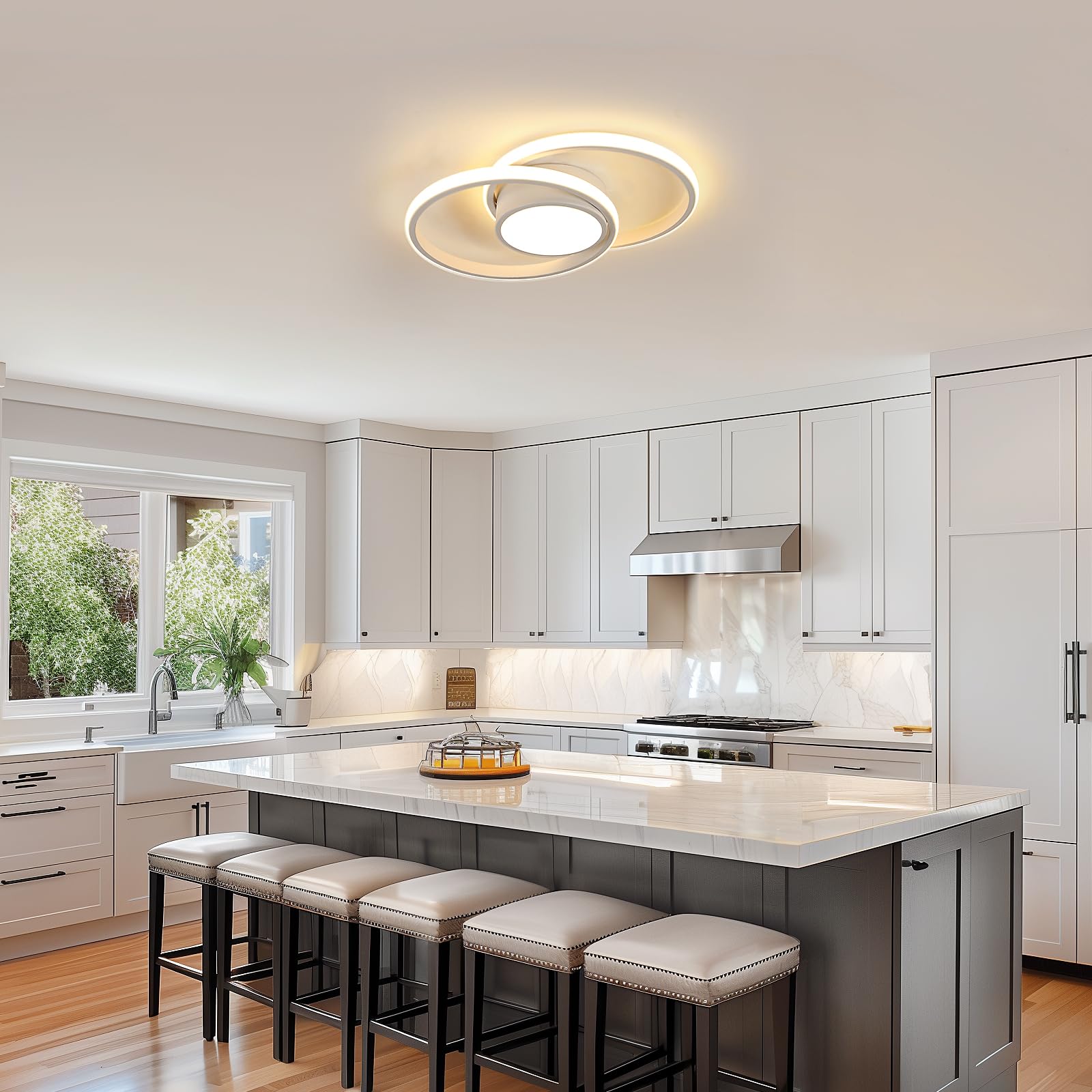Comely LED Deckenleuchte Modern 42W, 4800LM, 3000K Warmweiß, Rundes Design Ø 40cm – Energieeffiziente Deckenlampe für Schlafzimmer, Badezimmer, Küche, Wohnzimmer & Balkon in Weiß