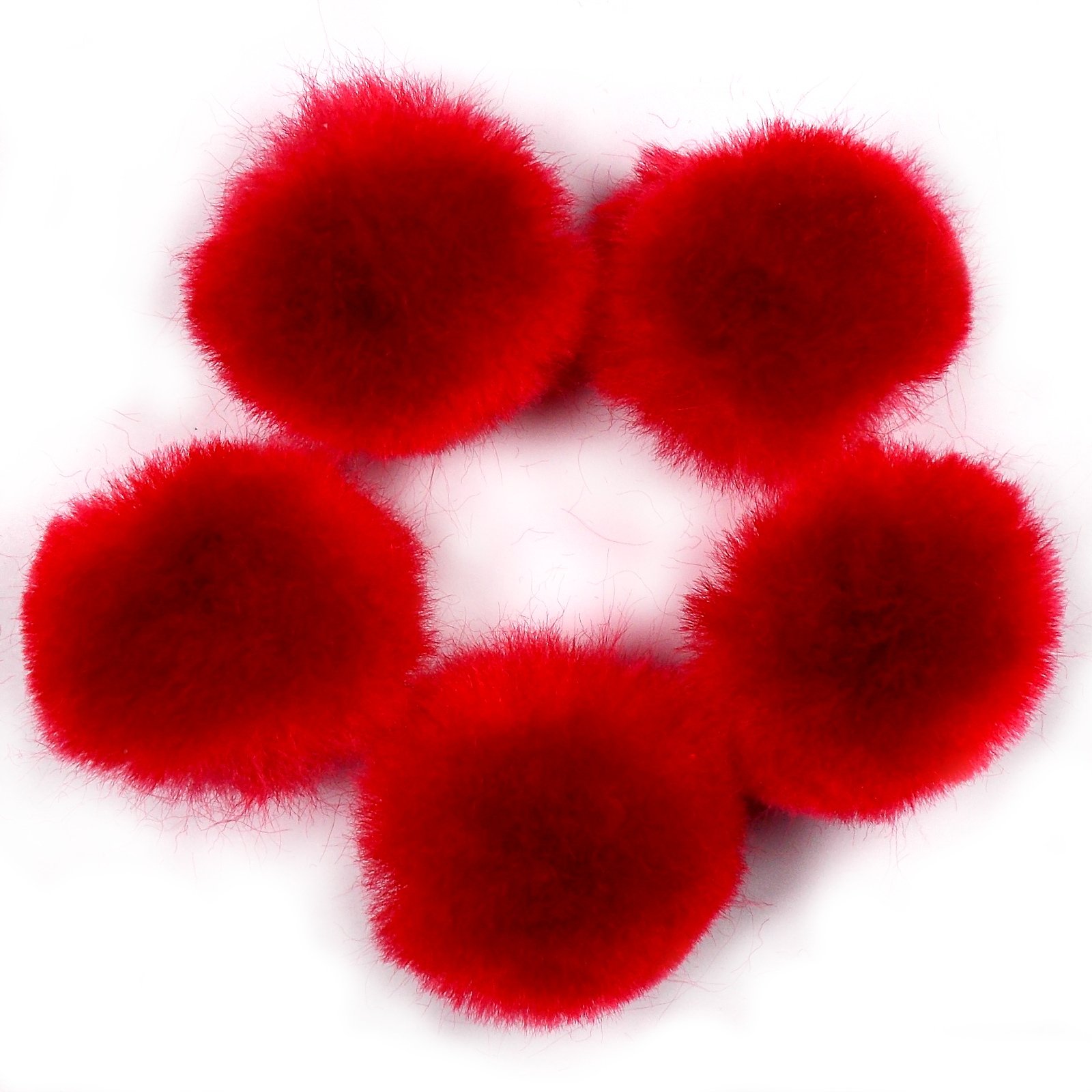 Push The Button Red Pom Poms For Crafts 2.5Cm Wide Pack Of 5 (Red)