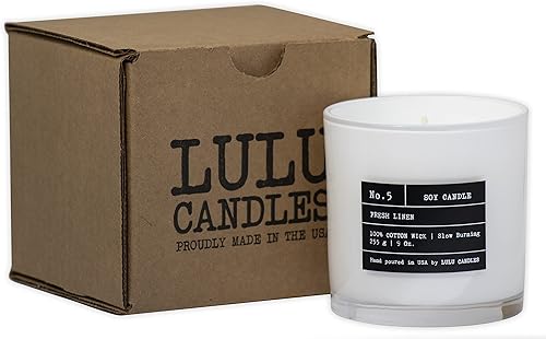 Miniatura 20 de Lulu Candles Lino fresco Vela perfumada en tarro de soja de lujo Vertida a mano en los Estados Unidos Altamente perfumada y duradera
