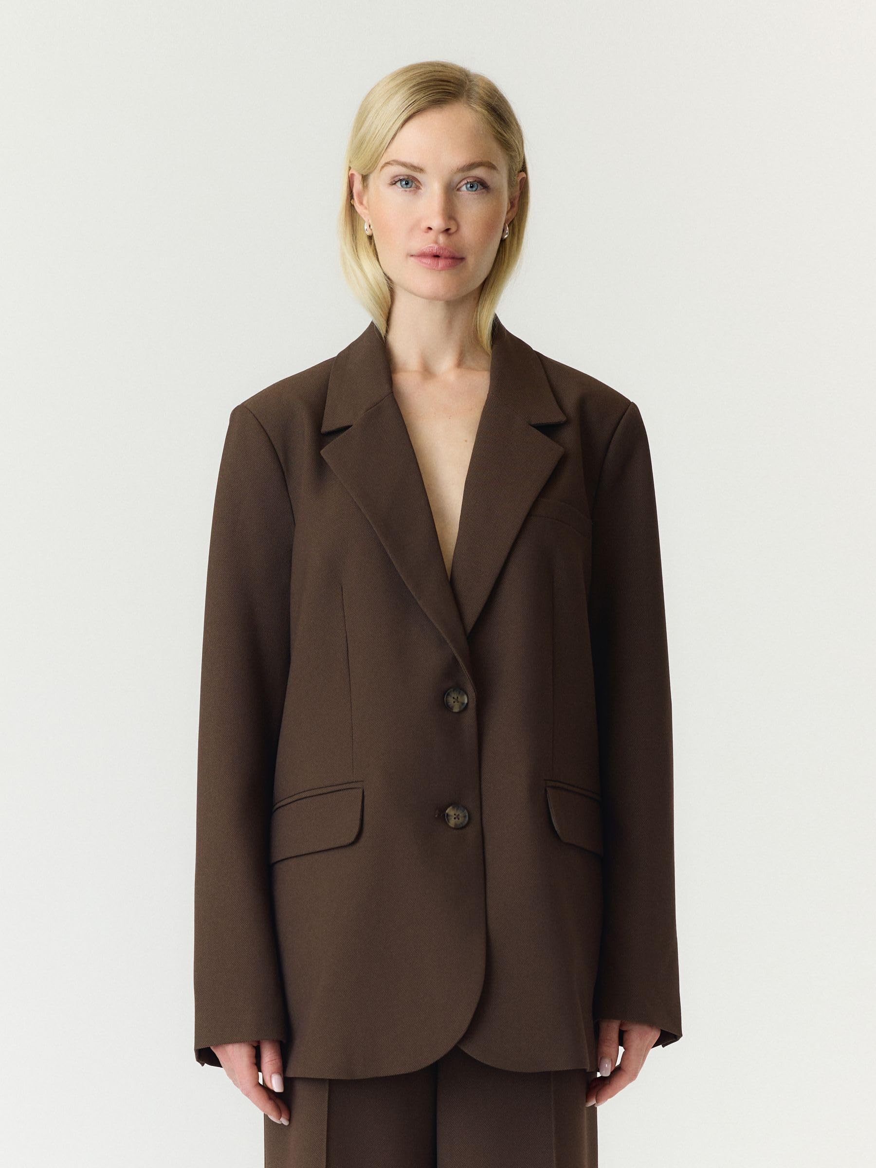 Y.A.S Yasreemaj Ls Blazer Noos, czekoladowobrązowy, 36