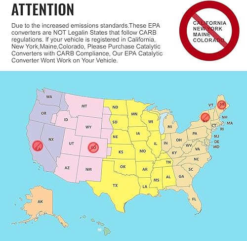 Miniatura 8 de TOPAZ Convertidor catalítico de 2.5 "de entradasalida universal catalítico convertidor de alto flujo de acero inoxidable 2 unids 99306HM EPA