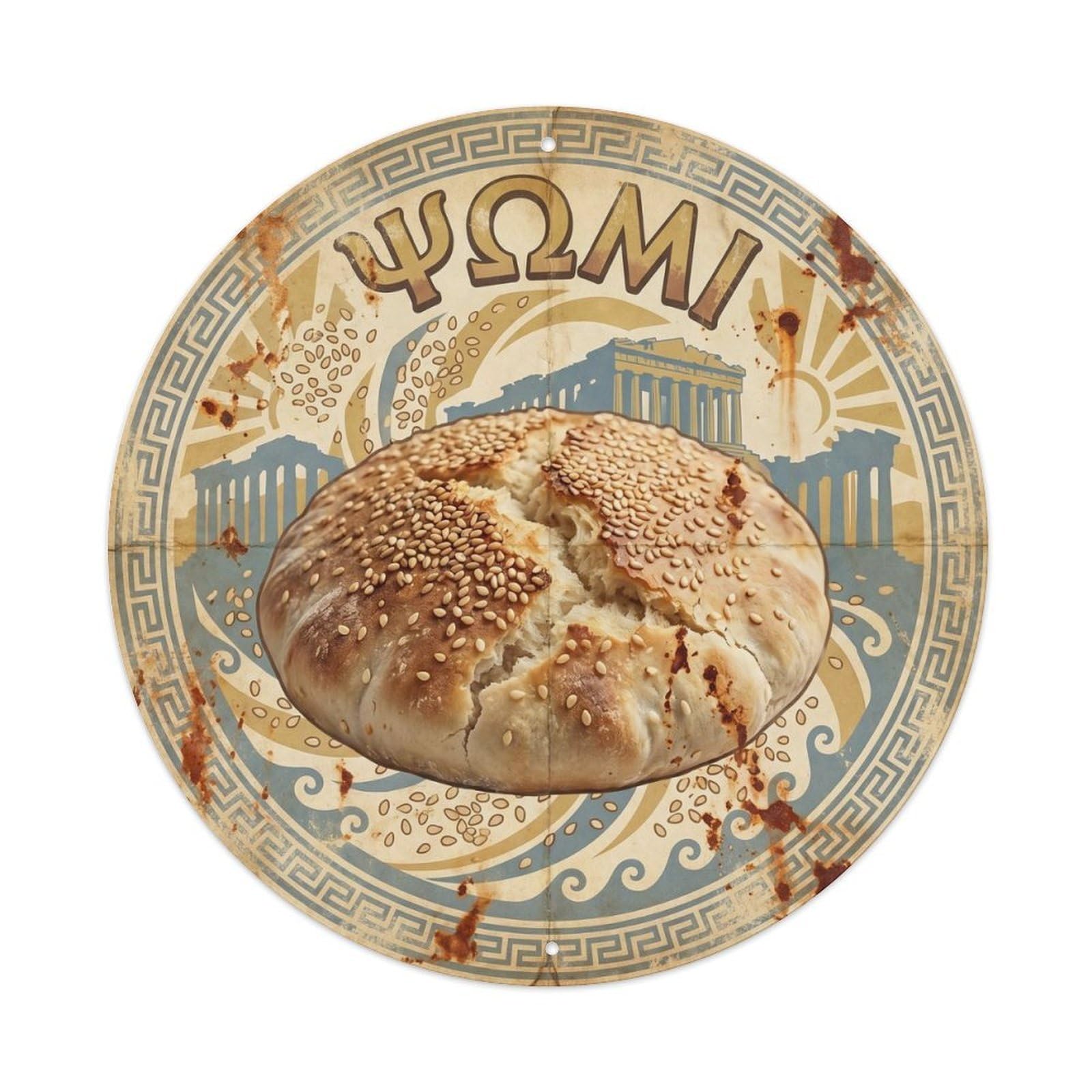 Mediterranean Bakery Bread Baker Shop Cuisine Travel Metal Tin Sign