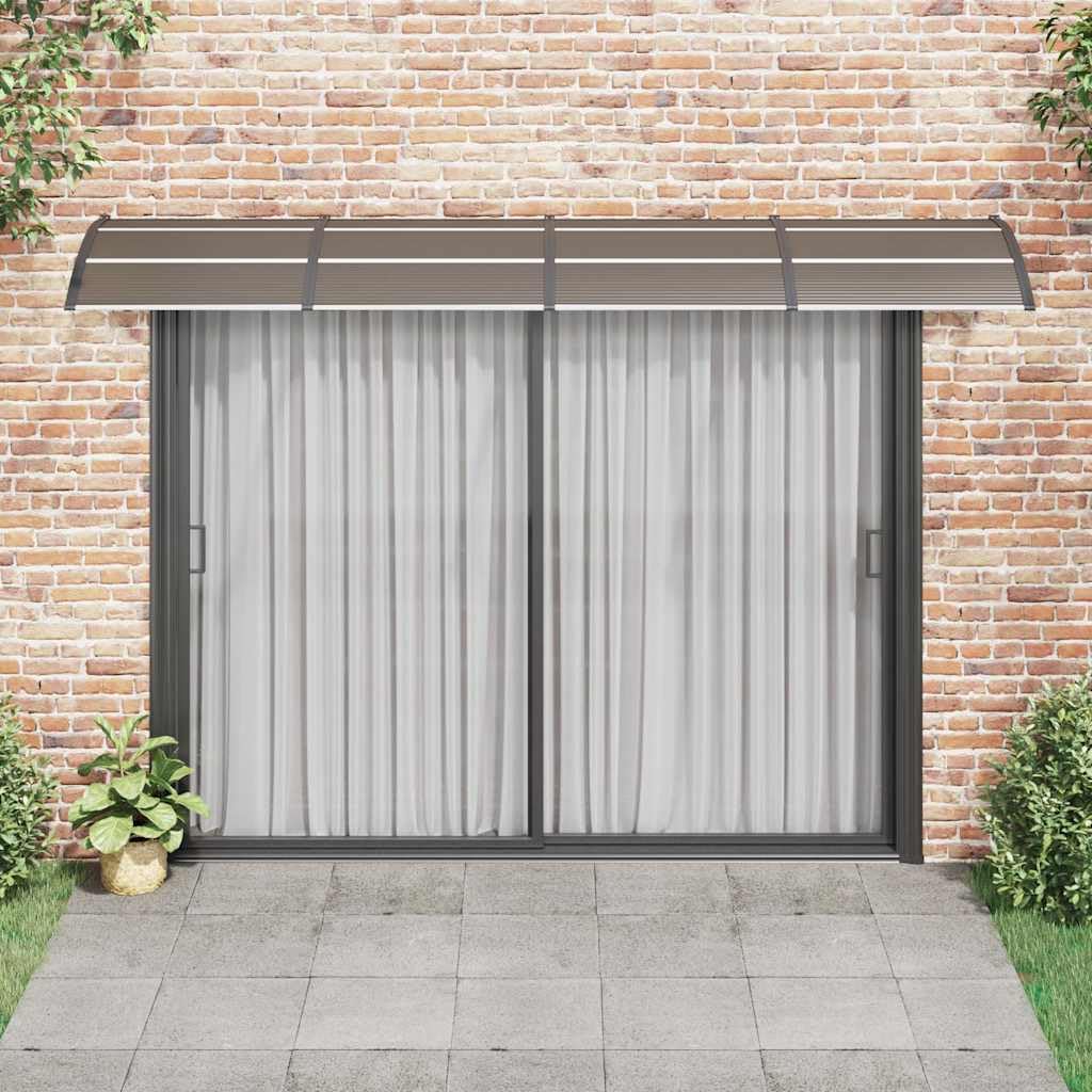 Daszek drzwiowy czarny 350 x 100 cm z poliwęglanu, daszek do drzwi wejściowych i wejściowych, wytrzymała konstrukcja z uchwytami ABS i aluminiowymi drążkami, odporny na warunki atmosferyczne