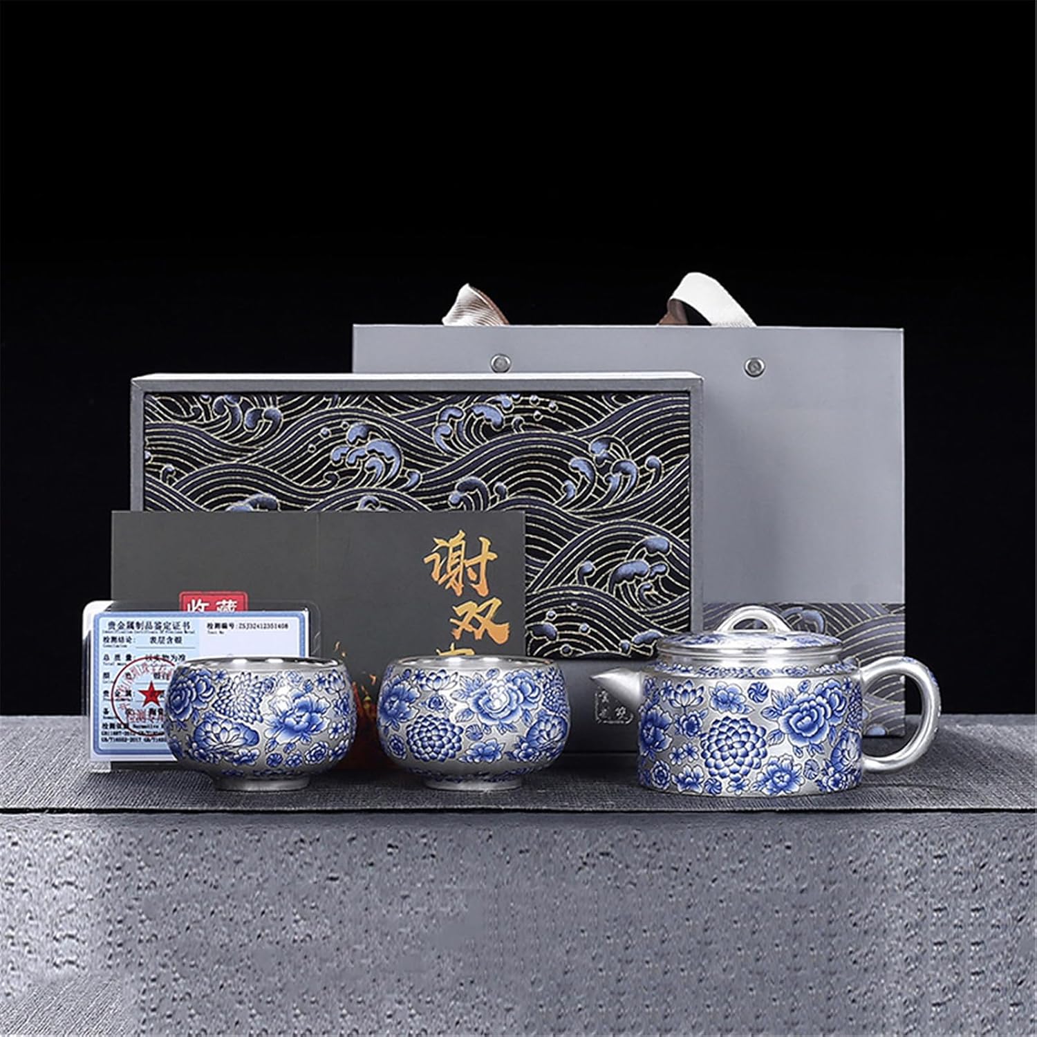 Ru Kiln Travel Tea Set - Portable 1 Pot and 4 Cup Kit Compact-set3