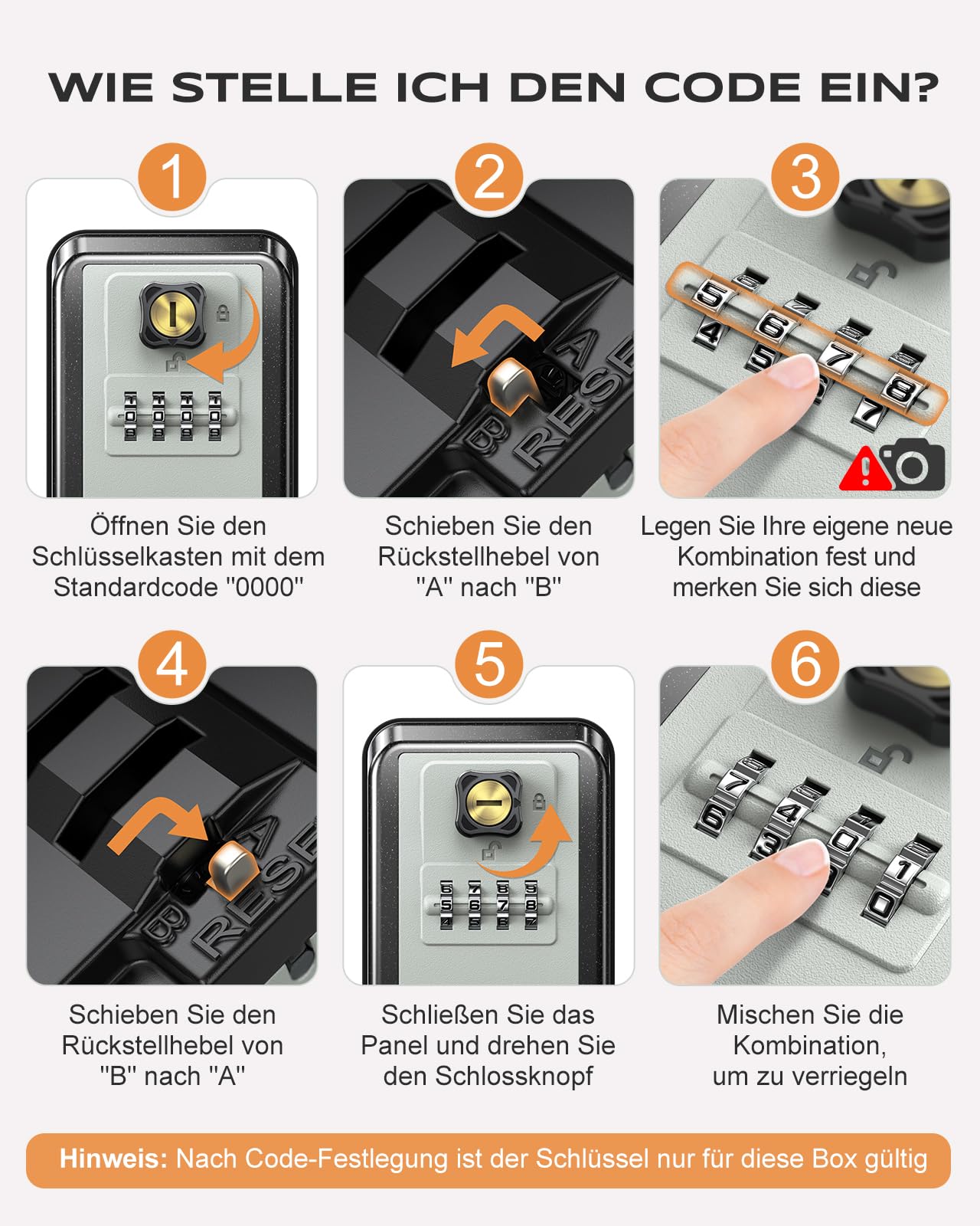 Mohard Wand Schlüsseltresor, [Zurücksetzbarem Ersatzschlüssel] 4 Stellige Schlüsselkasten mit Zahlencode, Wetterfest & Großer Kapazität für Haus, Wohnung, Büro und Garage