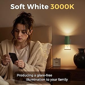 L LOHAS LED Night Light, Modern Night Lights Plug into Wall, 2 Pack Dusk to Dawn Sensor Nightlights, 3000K 0-100LM Adjustable Brightness, Dimmable Night Lights for Hallway Bedroom Stairway