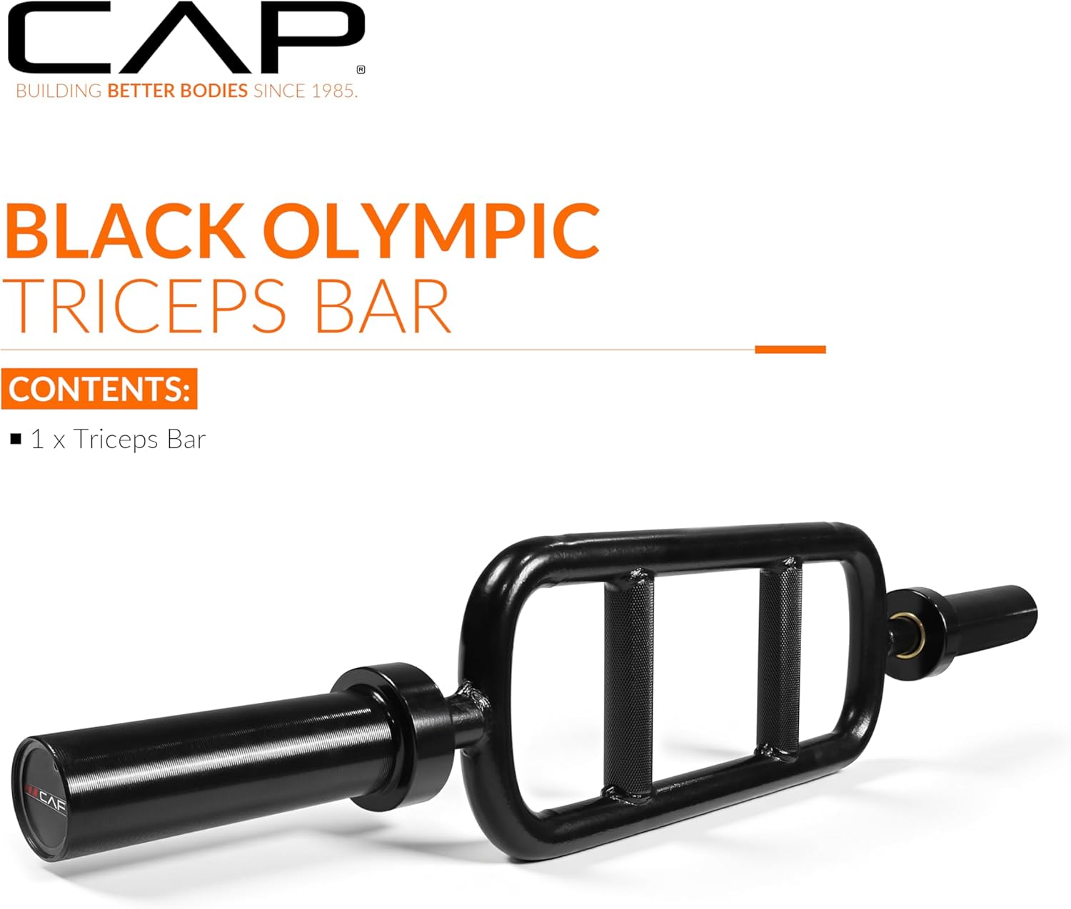 CAP Barbell 2' Solid Olympic Triceps Bar, No Collars, Black (New Version) (OBIS-34SB-3)