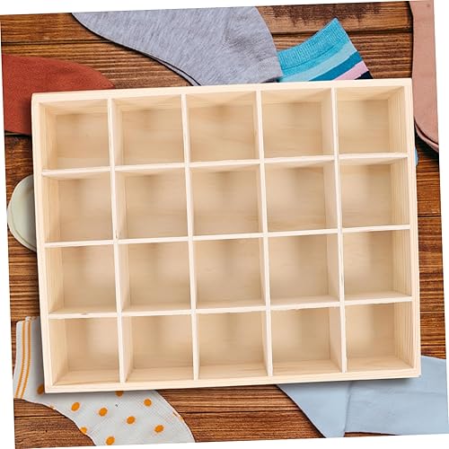 Miniatura 6 de Organizador de cajones de madera, caja de almacenamiento de 20 rejillas para calcetines, llaves, bragas, armario, gabinete, organizador de ropa