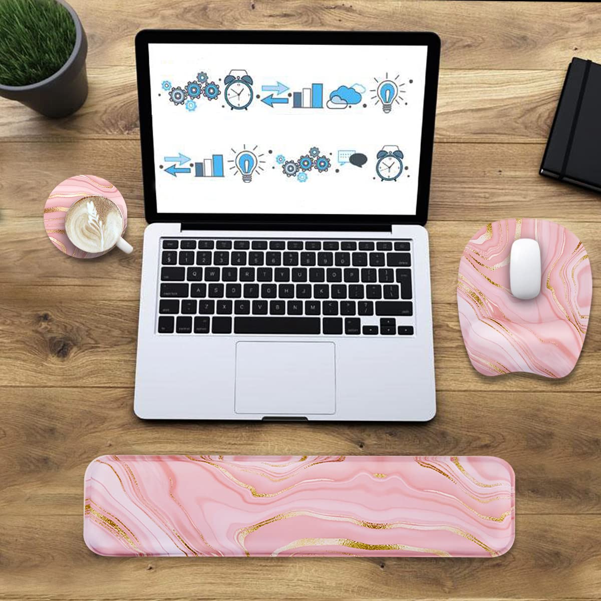 Tastatur-Handgelenkauflage, Mauspad, Handgelenkstütze für Computer-Desktop/Laptop/Notebook, Memory-Schaum-Tastatur-Pad, ergonomische Handauflage, Handgelenkkissen für Heimbüro, Gaming, Pink Fluid