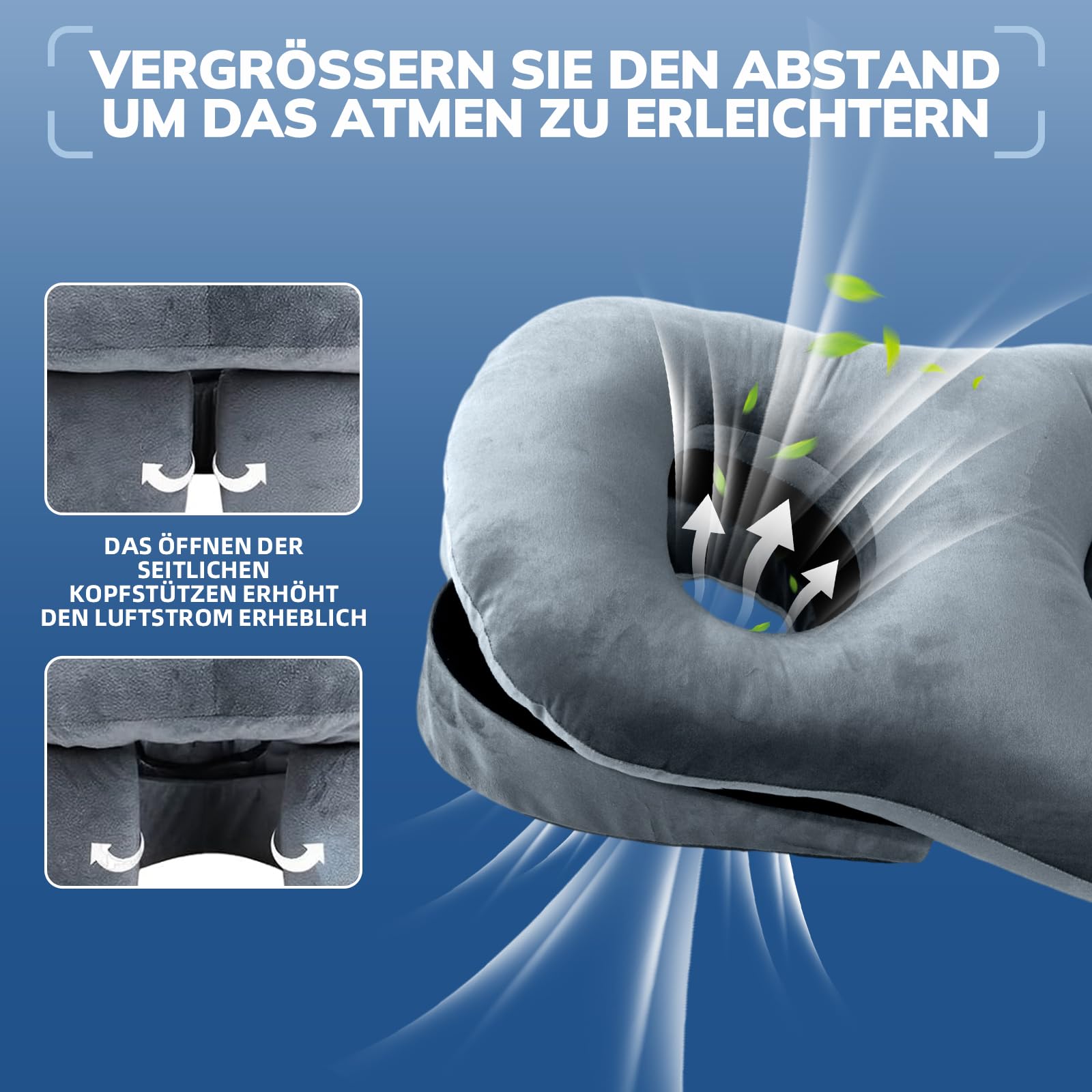 Bauchschläferkissen mit Kopfloch, Face Down Recovery Pillow für Retina- & Augen-OP, Vitrektomie & BBL Erholung, erhöhtes Keilkissen mit Atemöffnung, weicher Flanell & Samtfüllung für Bauchlage