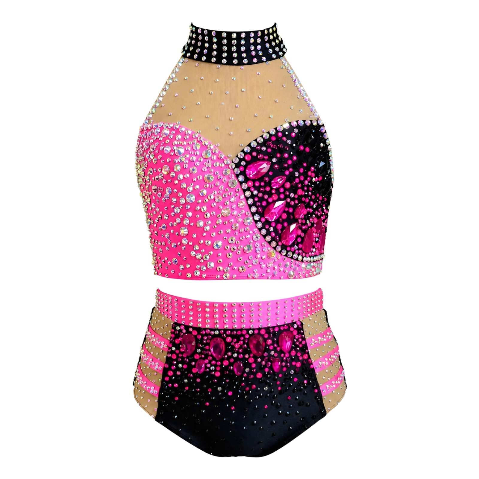 Strój do Tańca Lirycznego Damski Spandex Siatka Cyrkonie na Zawody