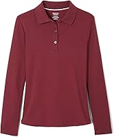 Vista 1 de French Toast Girls' Long Sleeve Interlock Polo with Picot Collar (Standard & Plus)