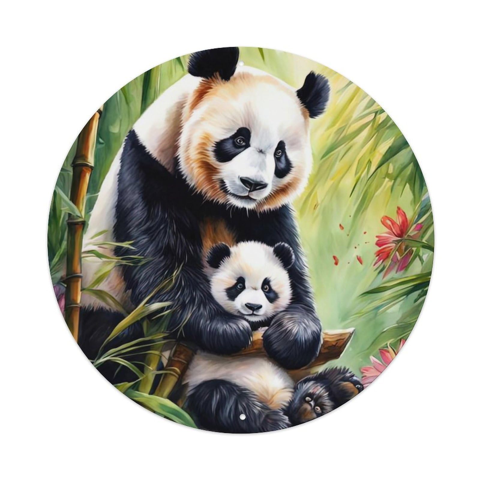 Animal Panda And Its Cub Metal Tin Sign
