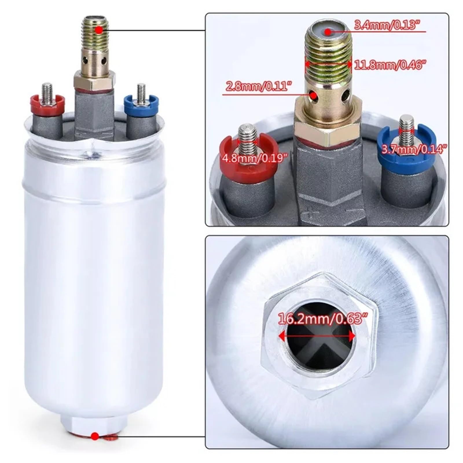 bomba de combustible electrónica Compatible con bomba de combustible externa de alto flujo Classy-2X 044 + soporte doble y colector de salida AN8 Bomba combustible eléctrica