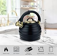 Vista 5 de Tetera de Té para Estufa Superior con Silbato, Tetera de 3.2 Quarts de Acero Inoxidable con Asa Ergonómica Resistente al Calor