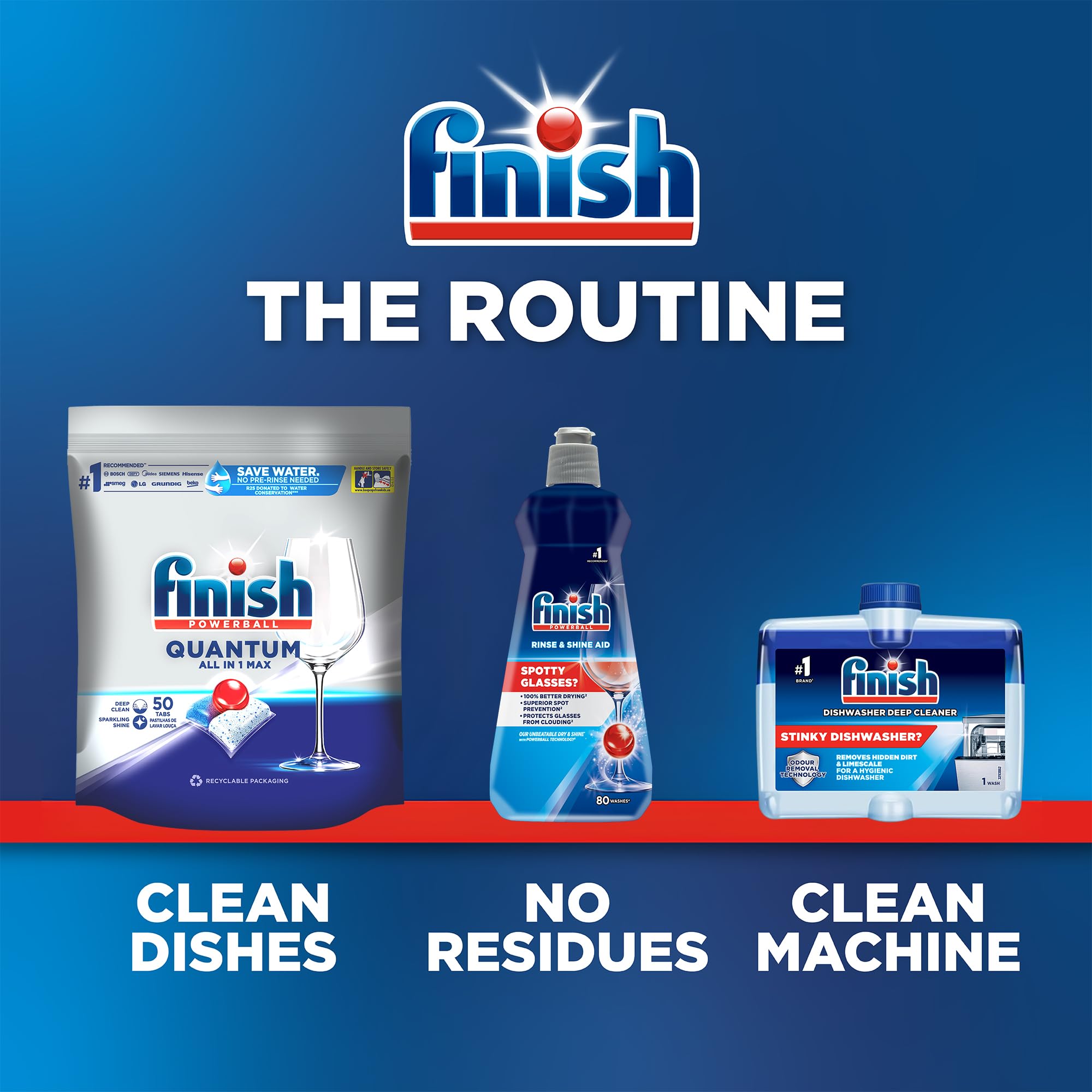 Finish 50 Tablets, Powerball Quantum All in 1 Max Dishwasher Tablets |Best ever Clean & Shine | World's #1 Recommended Dishwashing Brand (520g) 4