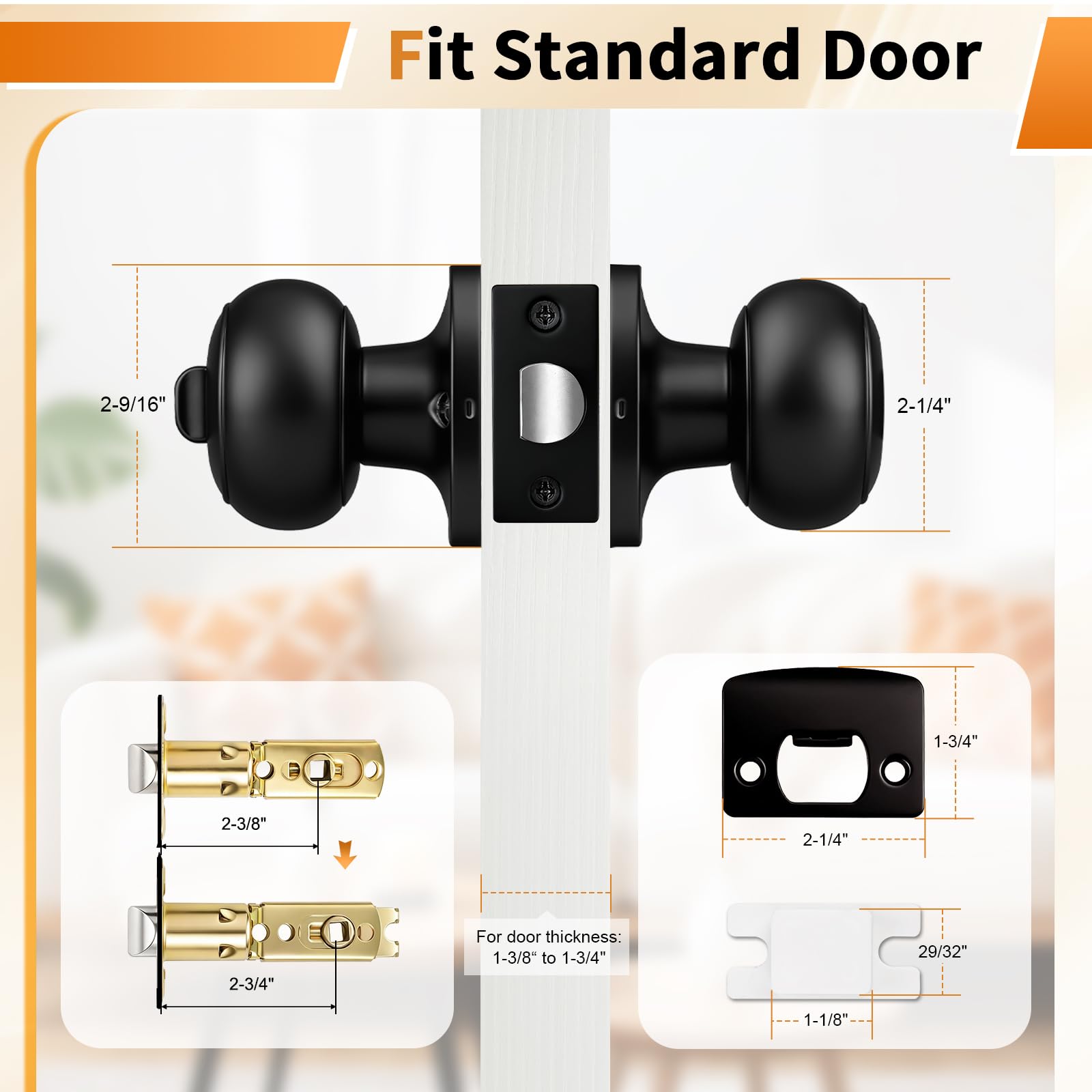 Probrico Black Door Knobs - Matte Black -5