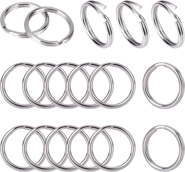 PandaHall 50pcs 304 Stainless Steel Split Keyring Rings, 20mm Keychain Metal Rings for Keyrings Car Home Keys Organization, Dog Collar Tags, Arts & Crafts, Lanyards, 0.78inch