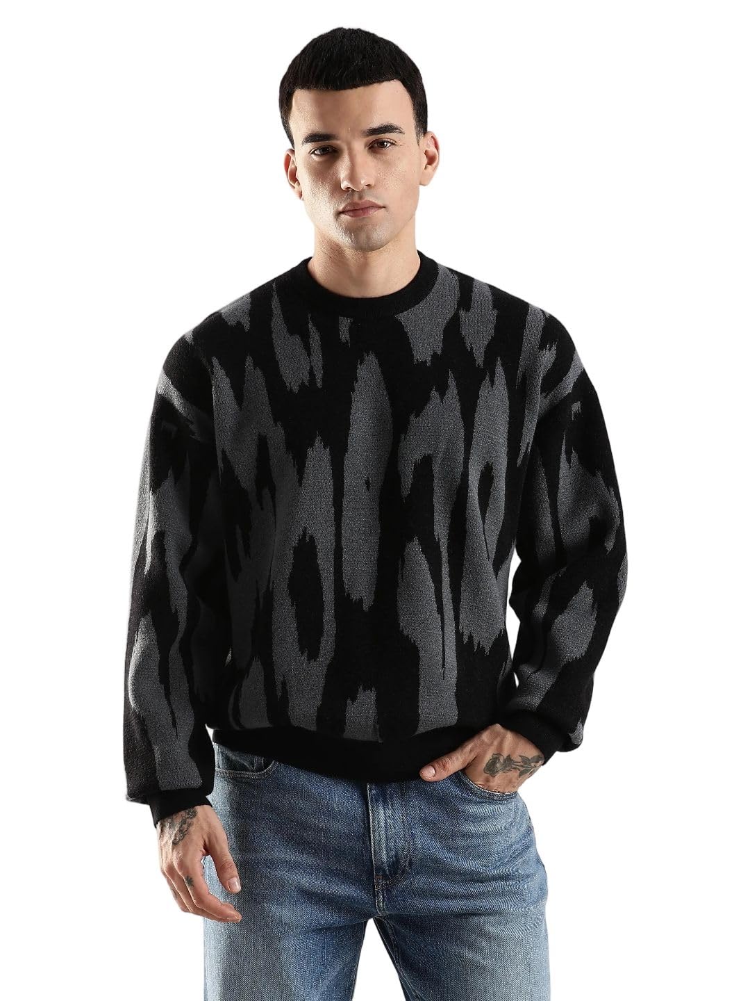 calvin klein jeans Abstract Relaxed fit Acrylic Sweater-picture-27